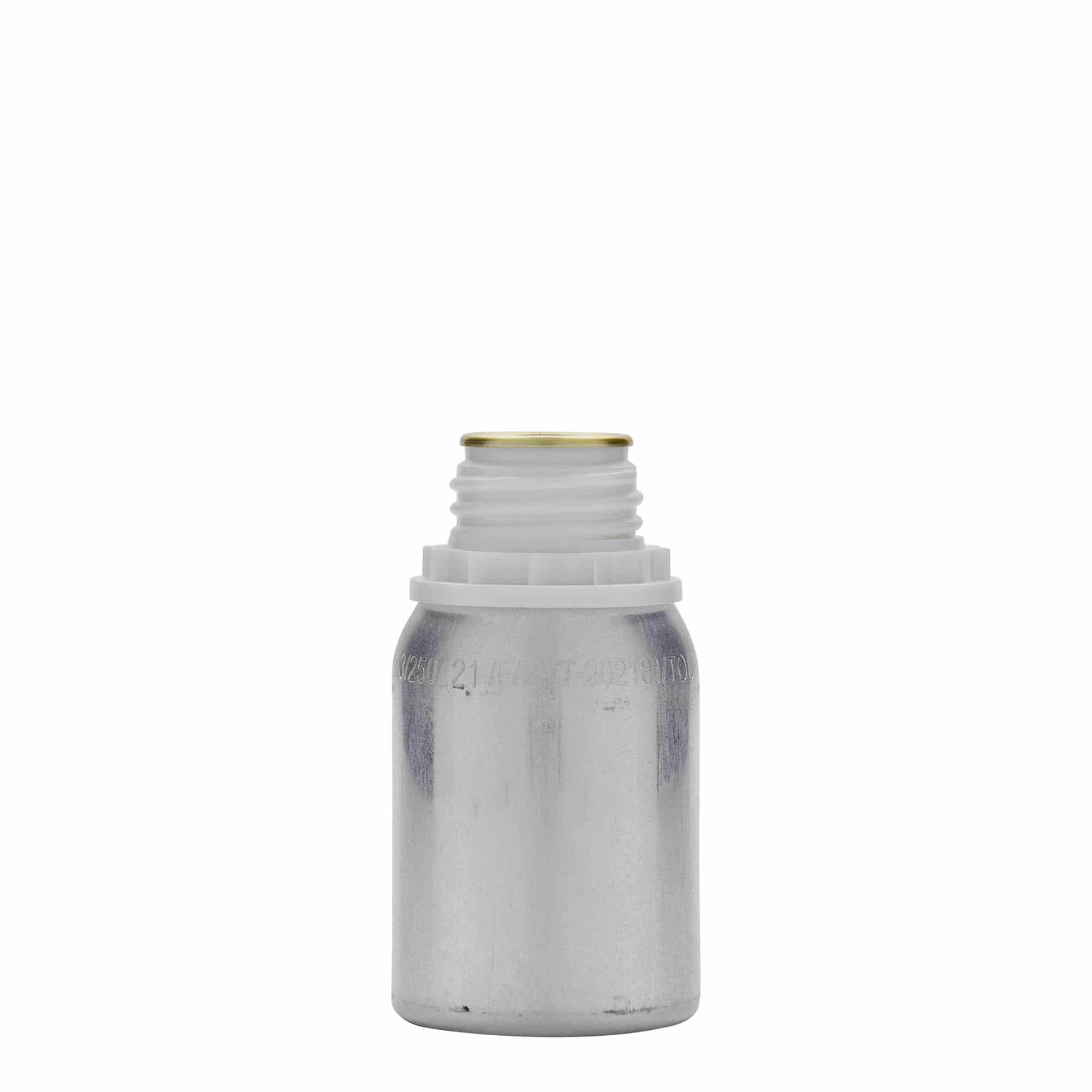 125 ml hliníková fľaša, kov, strieborná farba, hrdlo: DIN 32