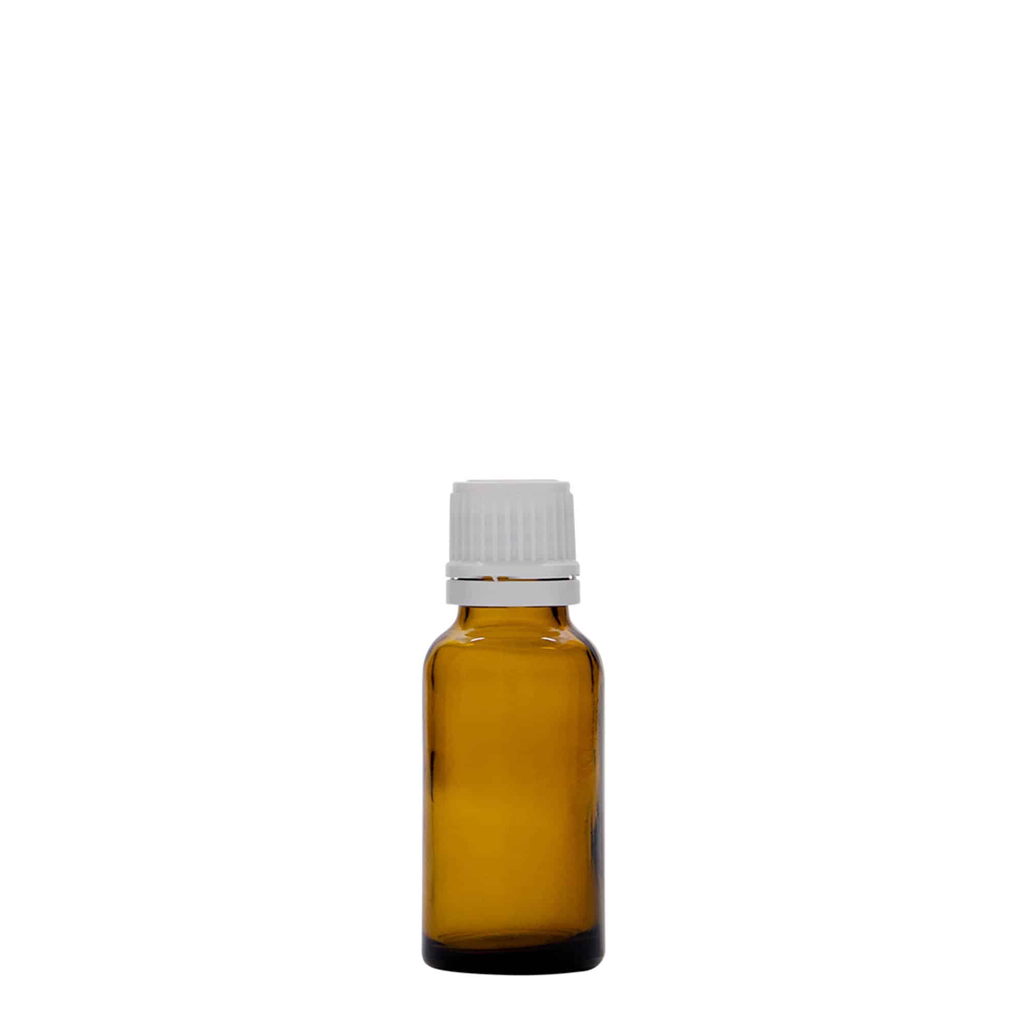 20 ml lekárska fľaša, hnedé sklo, hrdlo: DIN 18