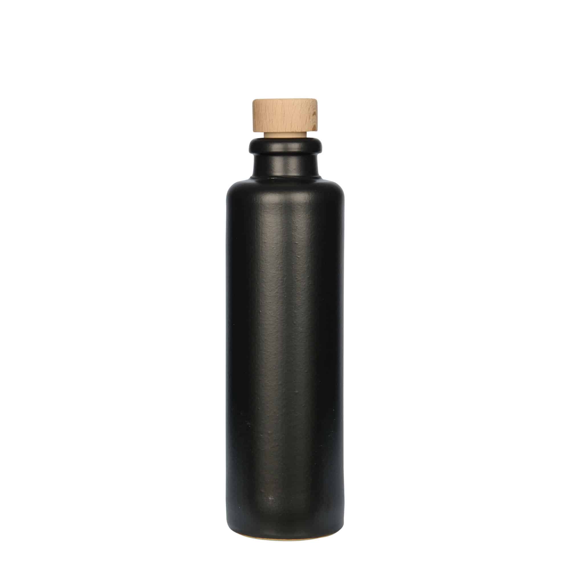 200 ml hlinený krčah, kamenina, čierna farba, hrdlo: korok