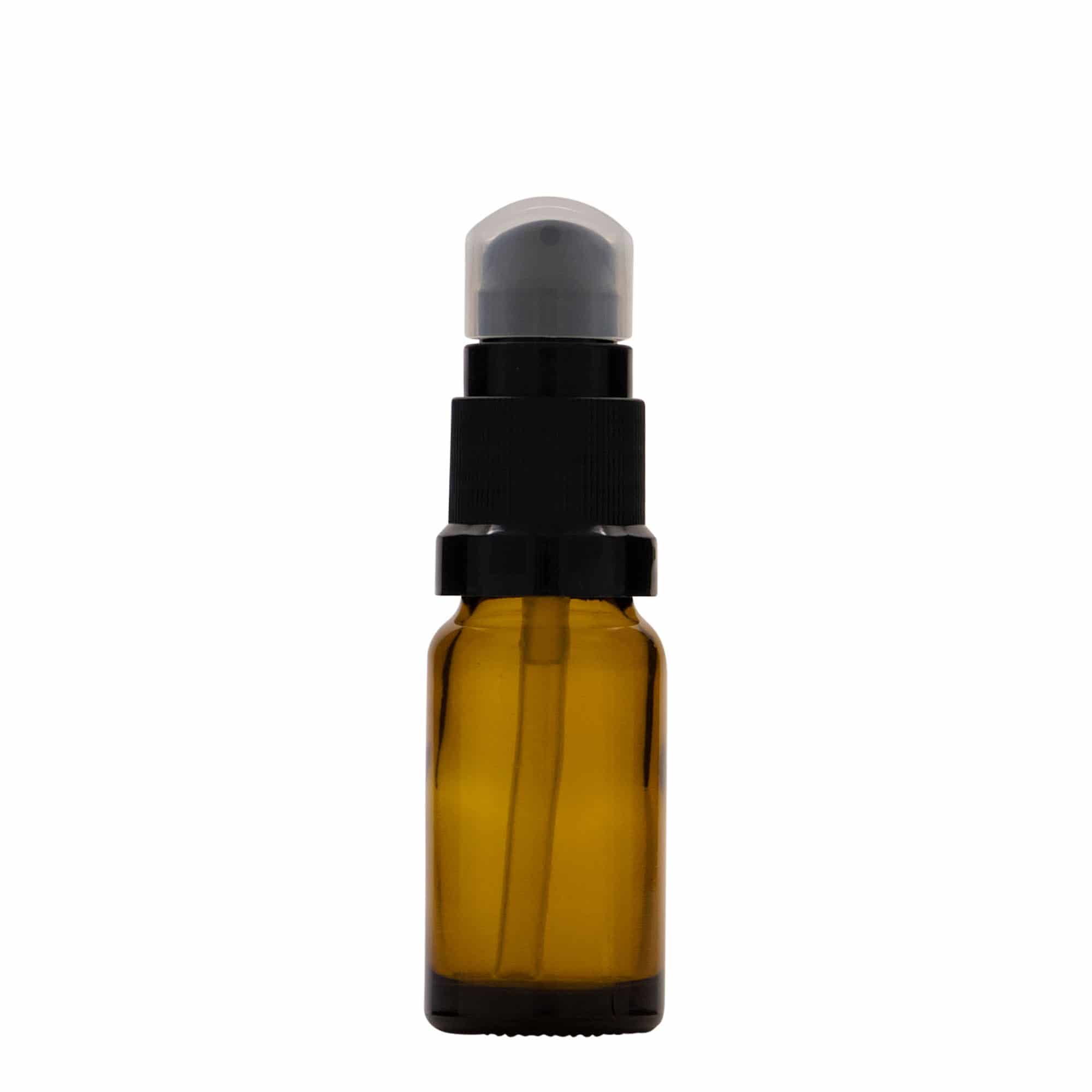 10 ml lekárska fľaša s dávkovačom na lotion, sklo, hnedá, hrdlo: DIN 18