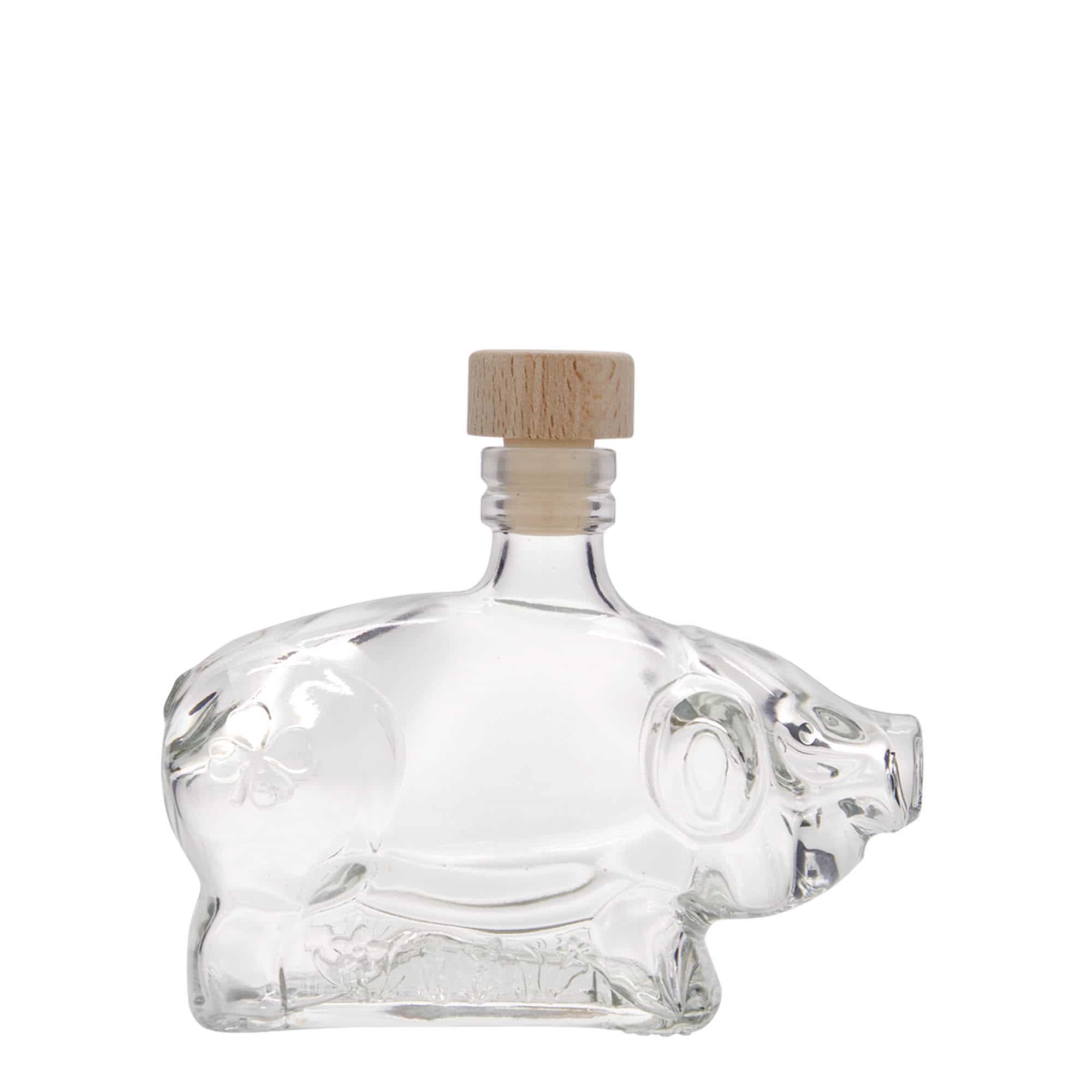 200 ml sklená fľaša „Prasiatko pre šťastie“, hrdlo: korok