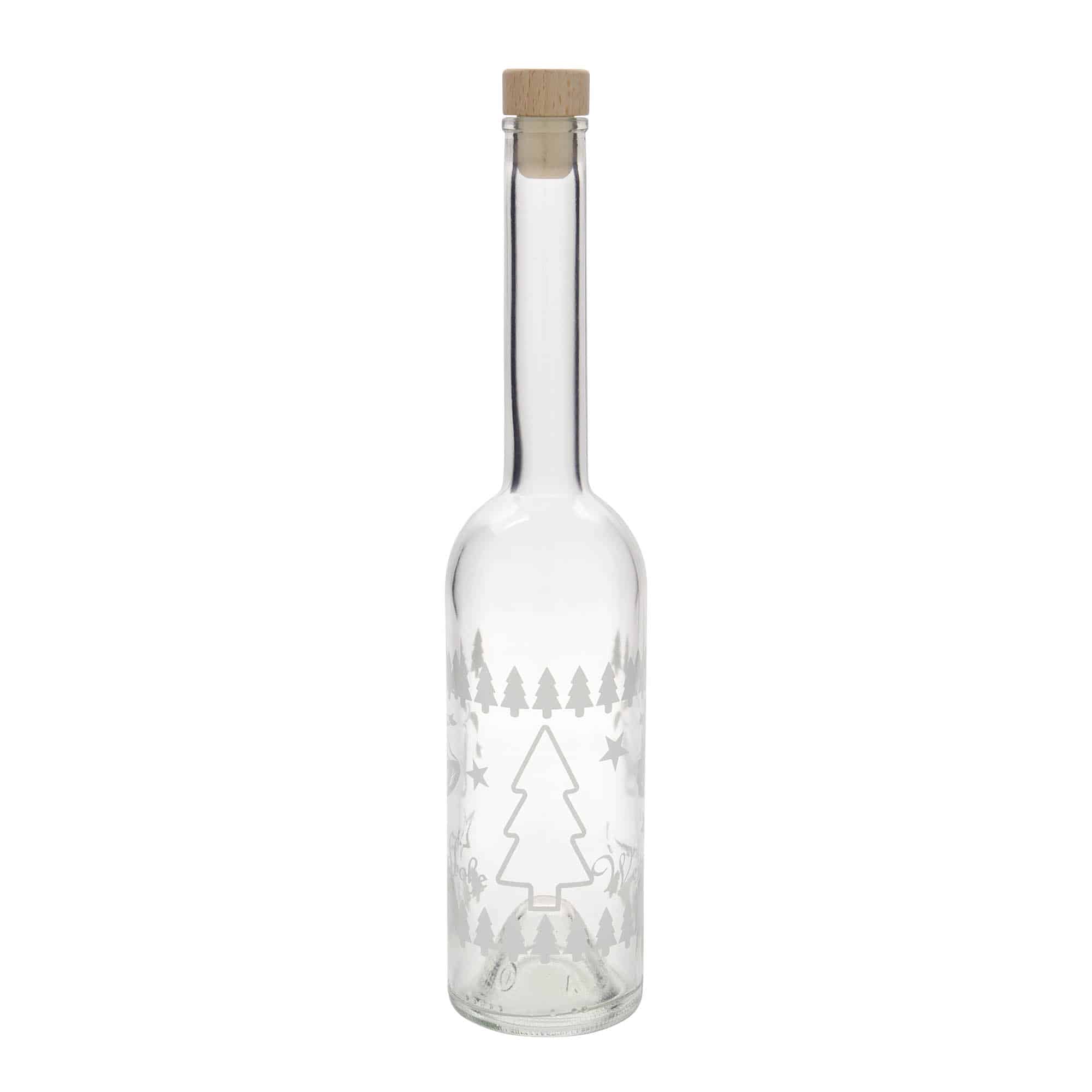 500 ml sklená fľaša „Opera“, motív: Klasické Vianoce, hrdlo: korok