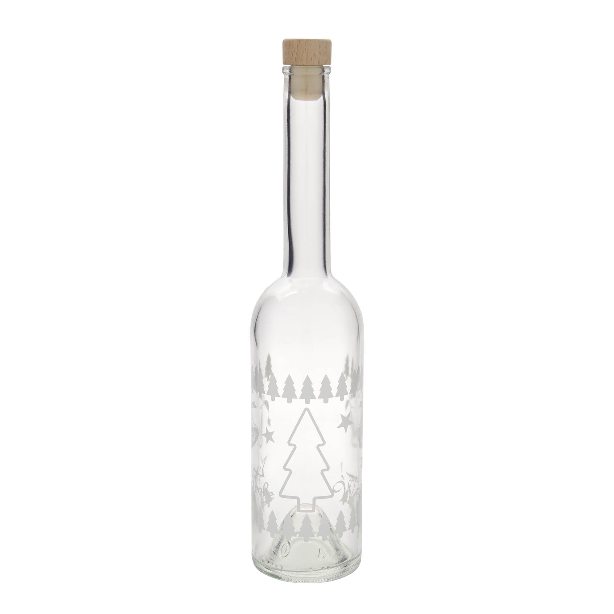 500 ml sklenená fľaša 'Opera', motív: Klasické Vianoce, hrdlo: korkové