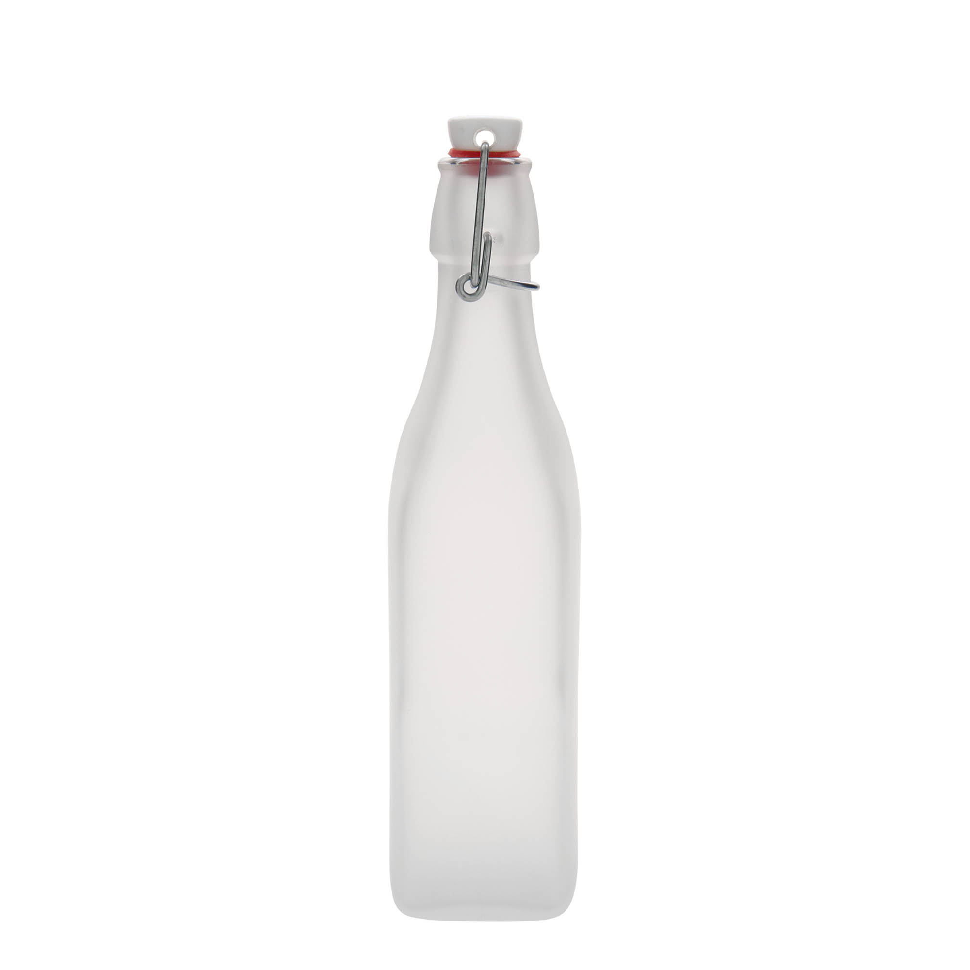 500 ml sklenená fľaša 'Swing, štvorcová, biela, hrdlo: pákové uzáver