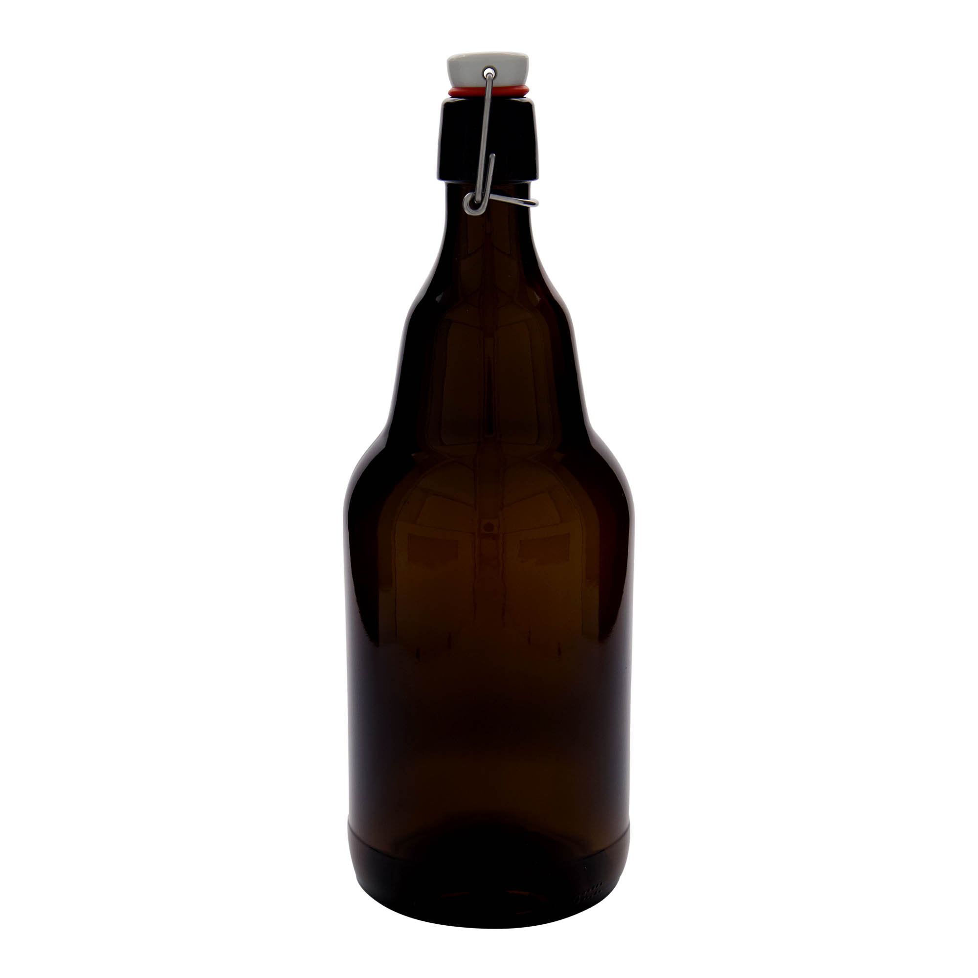 2 000 ml pivová fľaša, sklo, hnedá, uzáver: pákový uzáver