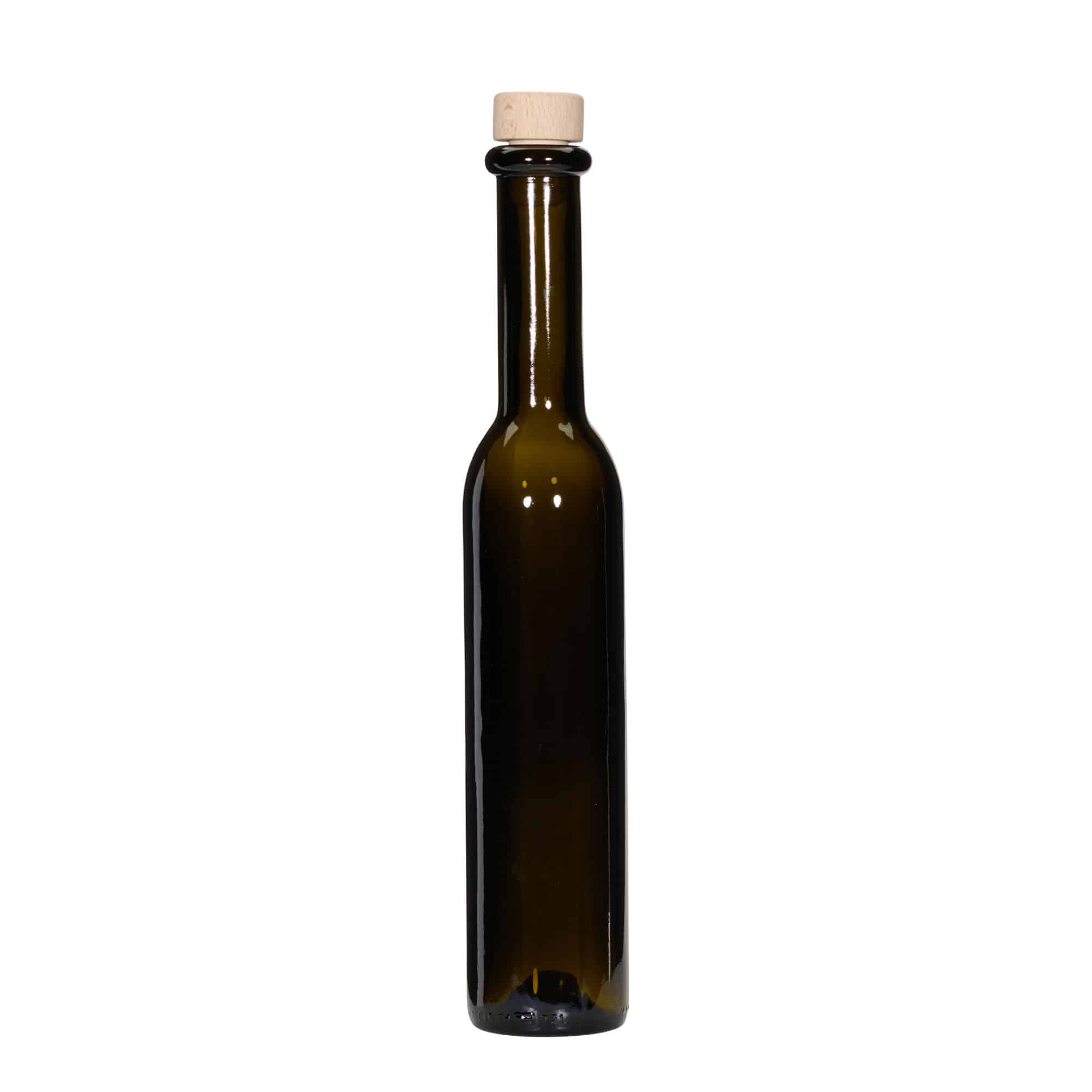 250 ml sklená fľaša „Rocky“, antická zelená farba, hrdlo: korok