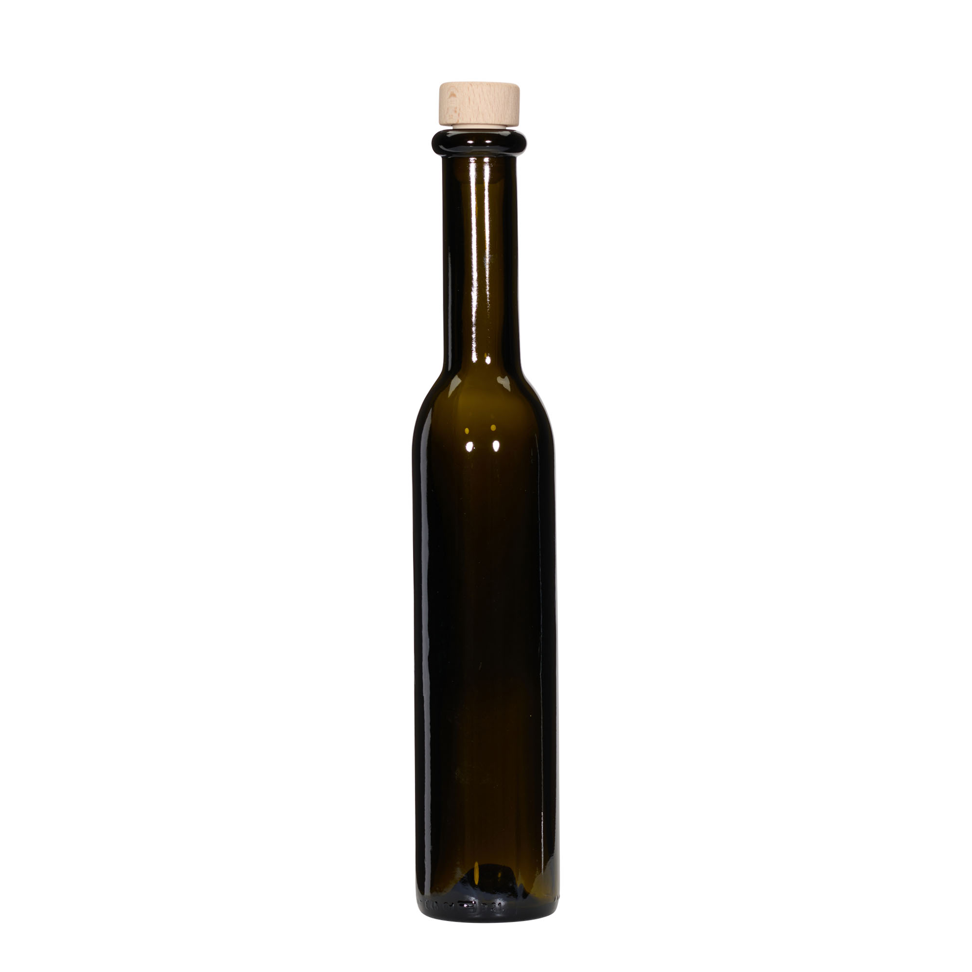 250 ml sklenená fľaša 'Rocky', antikzelená, hrdlo: korkové