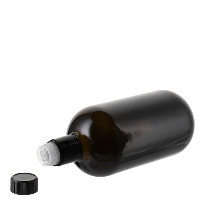 750 ml fľaša na ocot/olej „Biolio“, sklená, antická zelená farba, hrdlo: DOP