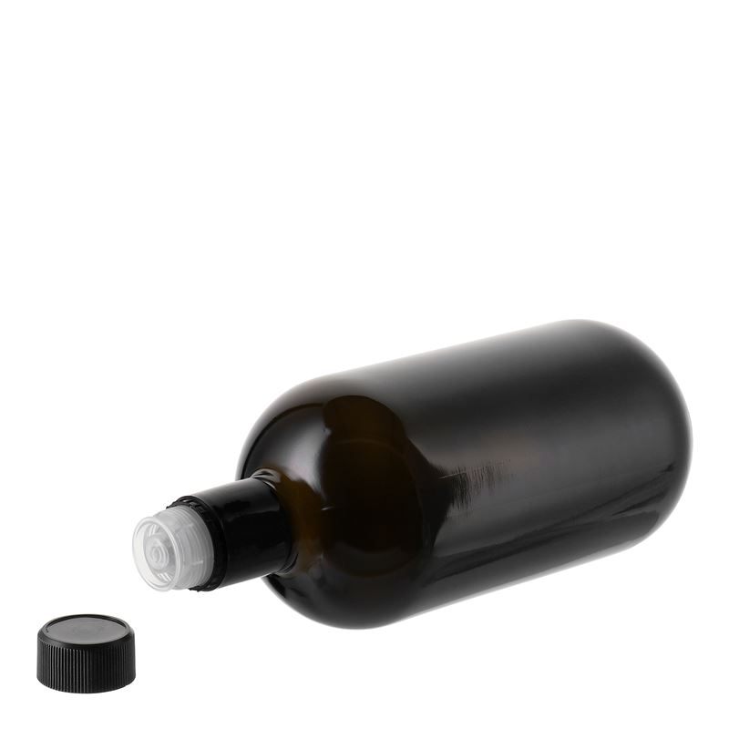 750 ml fľaša na ocot/olej 'Biolio', sklo, antik zelená, hrdlo: DOP