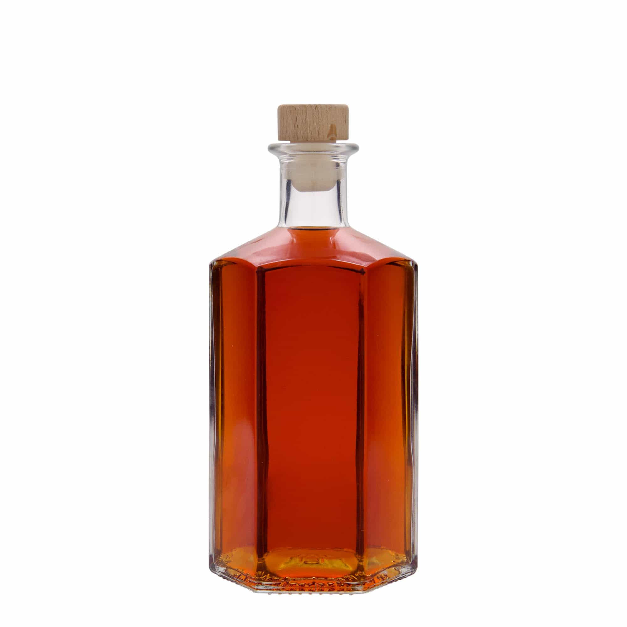 500 ml sklenená fľaša lekárnik 'Jimmy', šesťhranná, hrdlo: korok