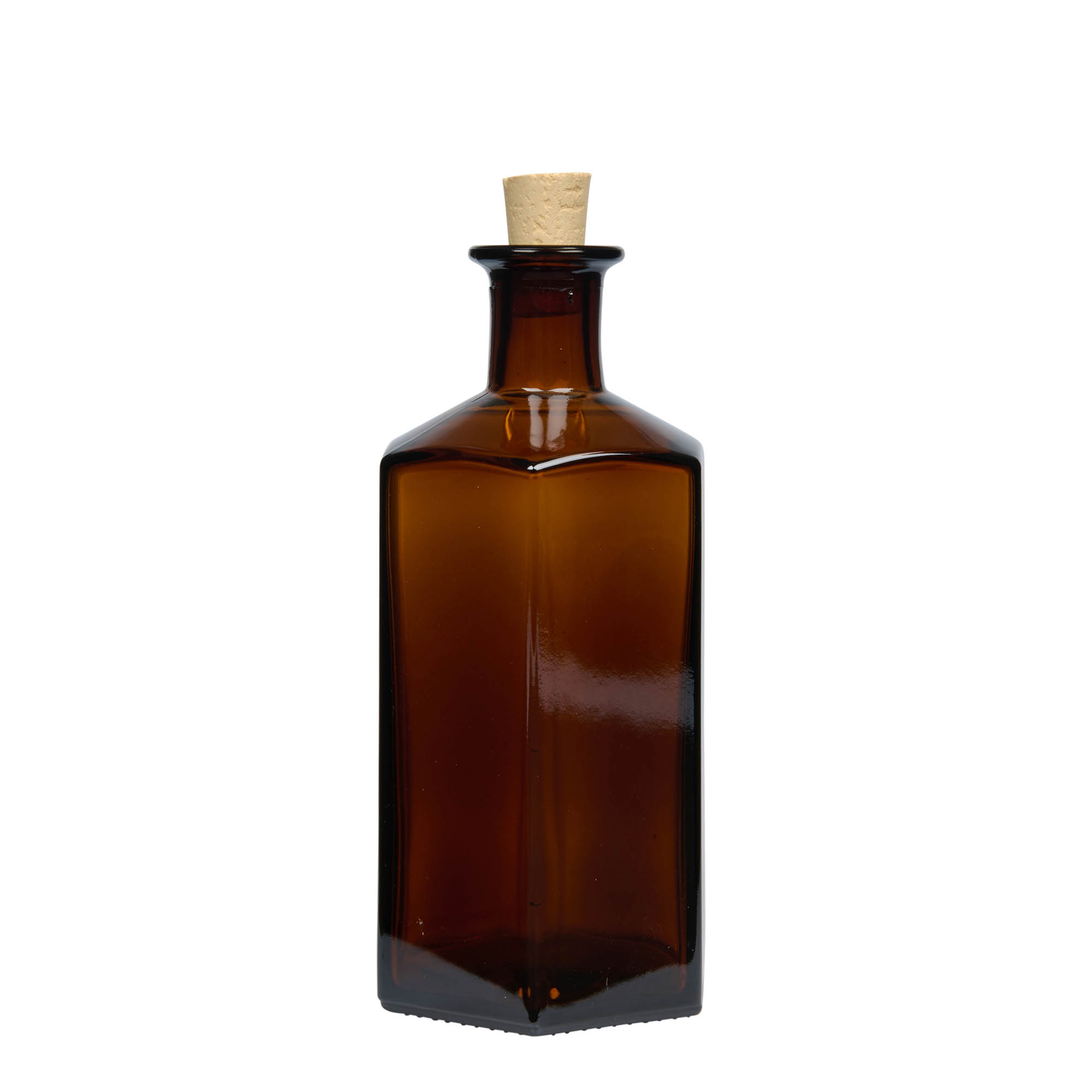 500 ml sklenená fľaša lekárnika 'Jimmy', šesťhranná, hnedá, hrdlo: korkové