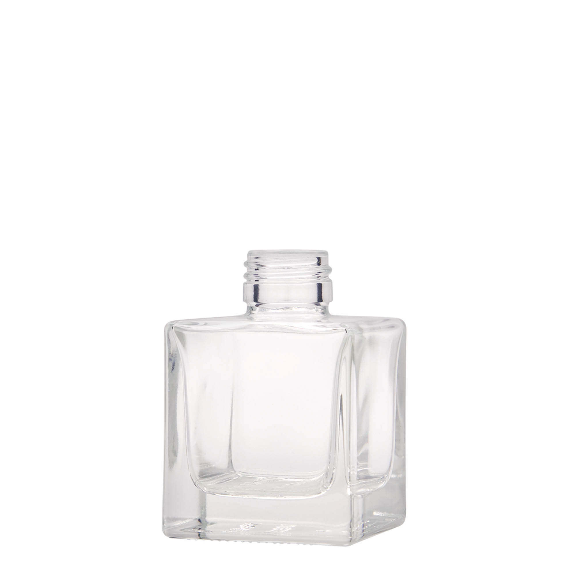 100 ml sklenená fľaša 'Cube', štvorcová, hrdlo: PP 28