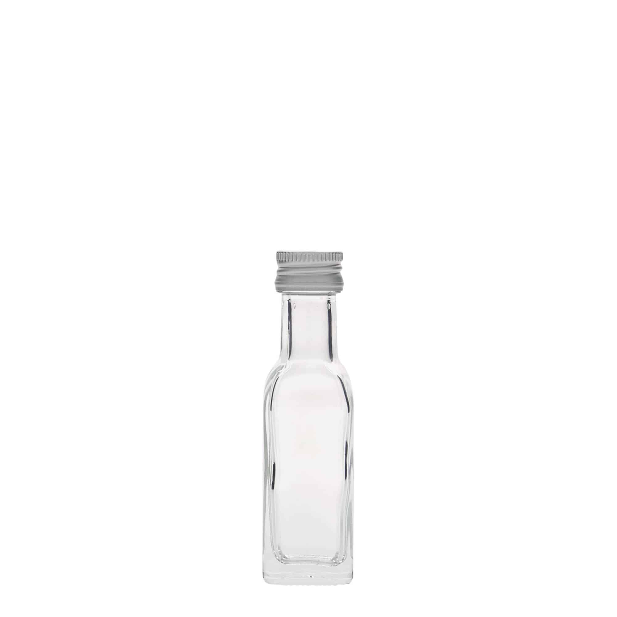 20 ml sklenená fľaša 'Marasca', štvorcová, hrdlo: PP 18