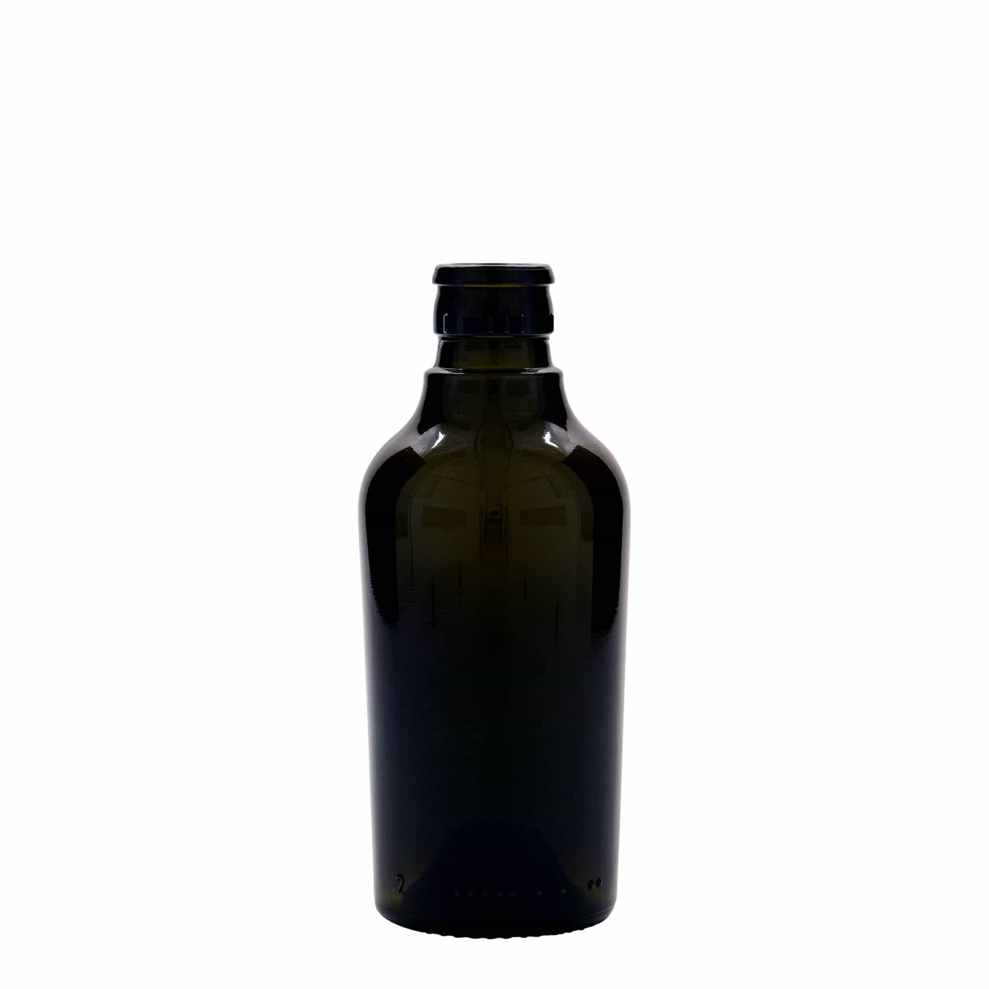250 ml fľaša na ocot/olej „Oleum“, sklená, antická zelená farba, hrdlo: DOP 250 ml fľaša na ocot/olej „Oleum“, sklená, antická zelená farba, hrdlo: DOP