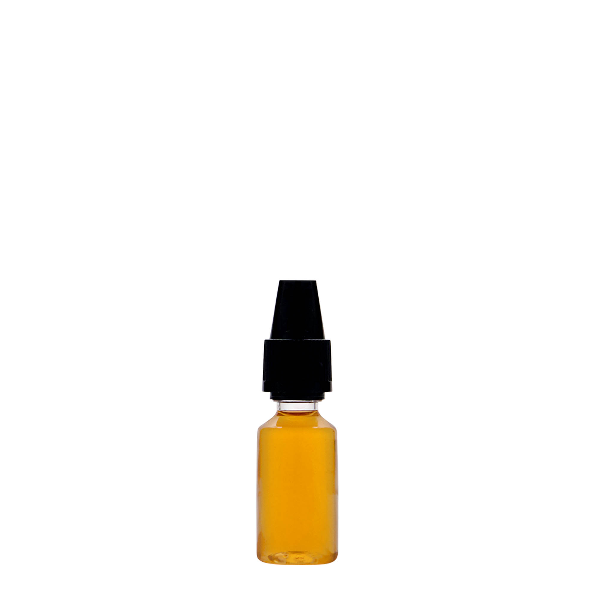 10 ml PET fľaša „E-Liquid“ s poistkou kvality a proti deťom, plast, hrdlo: závitové uzáver