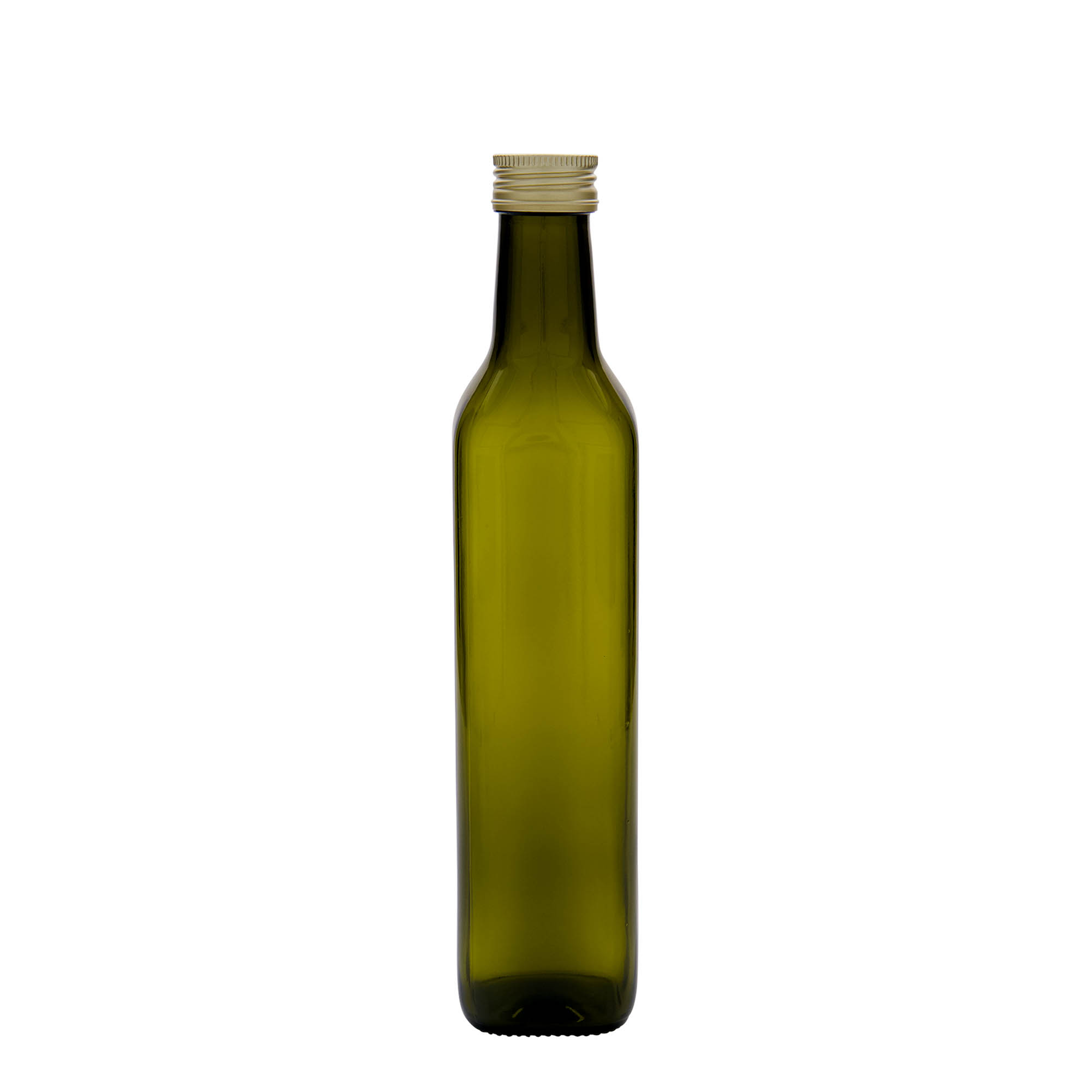 500 ml sklenená fľaša 'Marasca', štvorcová, antikzelená, hrdlo: PP 31,5