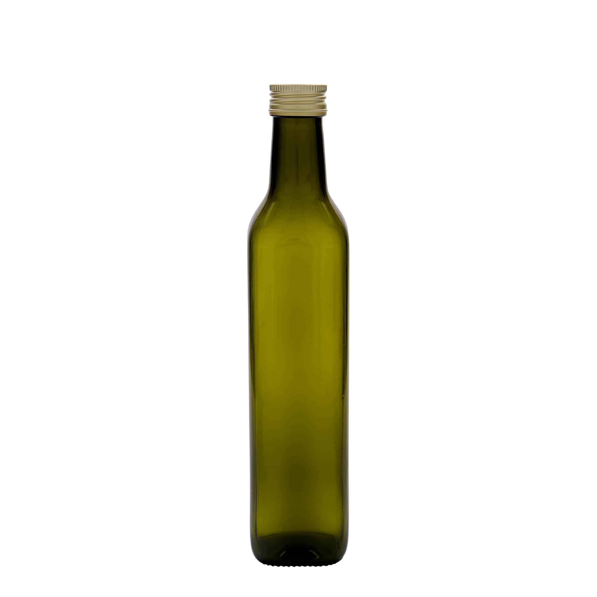 500 ml sklenená fľaša 'Marasca', štvorcová, antikzelená, hrdlo: PP 31,5 500 ml sklenená fľaša 'Marasca', štvorcová, antikzelená, hrdlo: PP 31,5