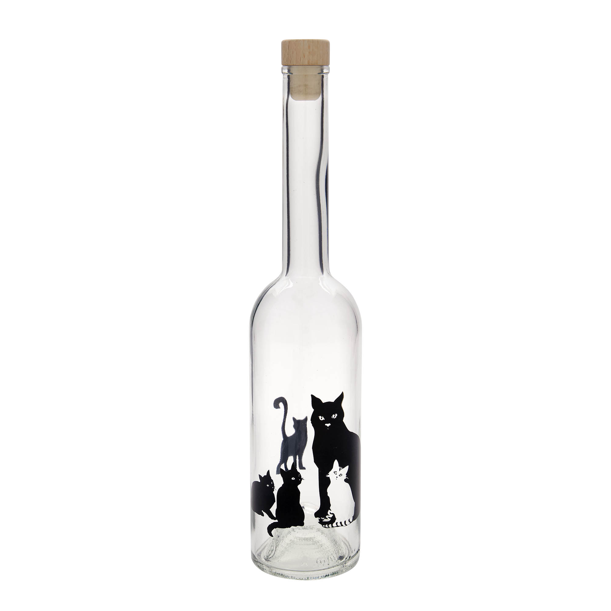 500 ml sklenená fľaša 'Opera', motív: mačky, hrdlo: korok 500 ml sklenená fľaša 'Opera', motív: mačky, hrdlo: korok