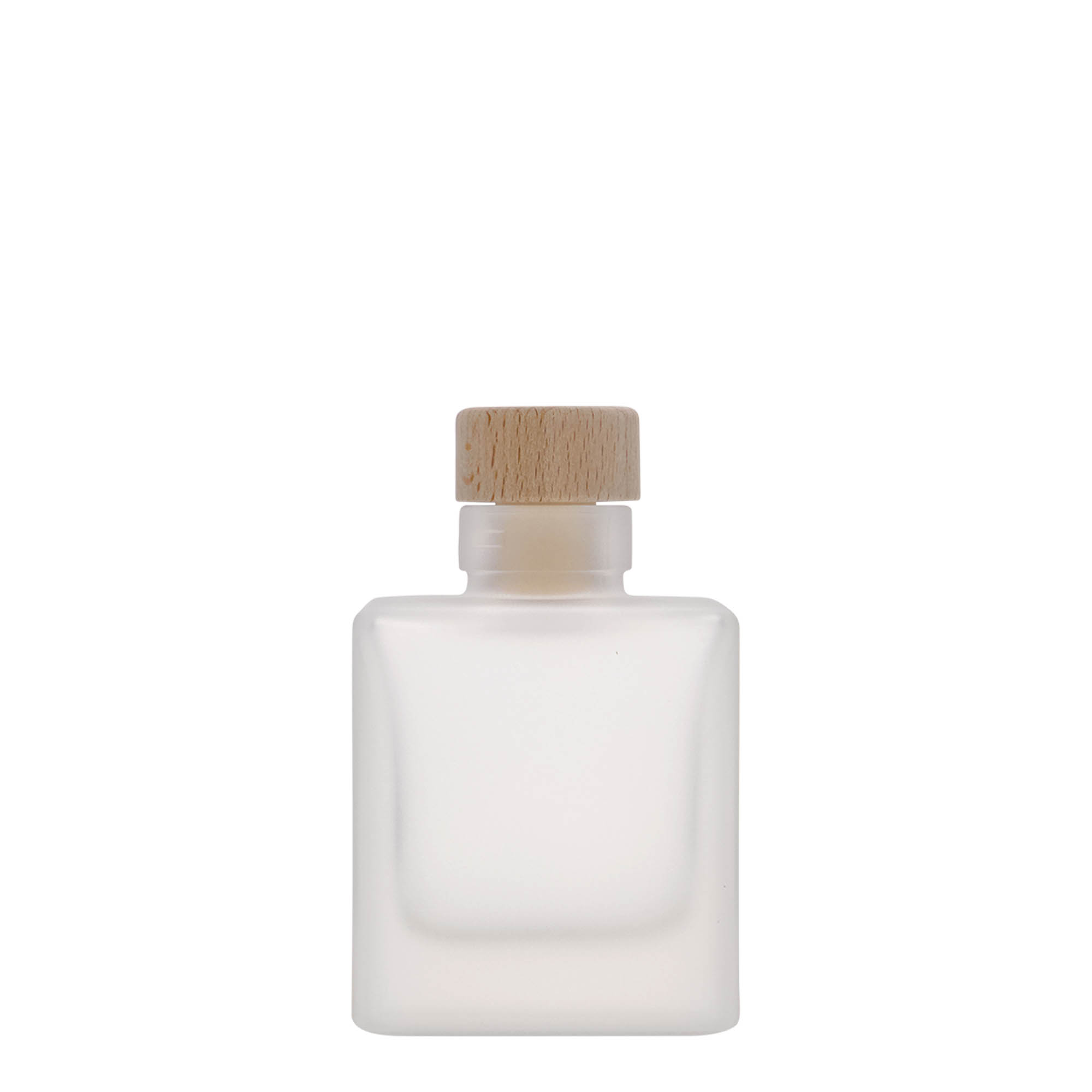 100 ml sklenená fľaša 'Cube', štvorcová, mrazená, hrdlo: korok