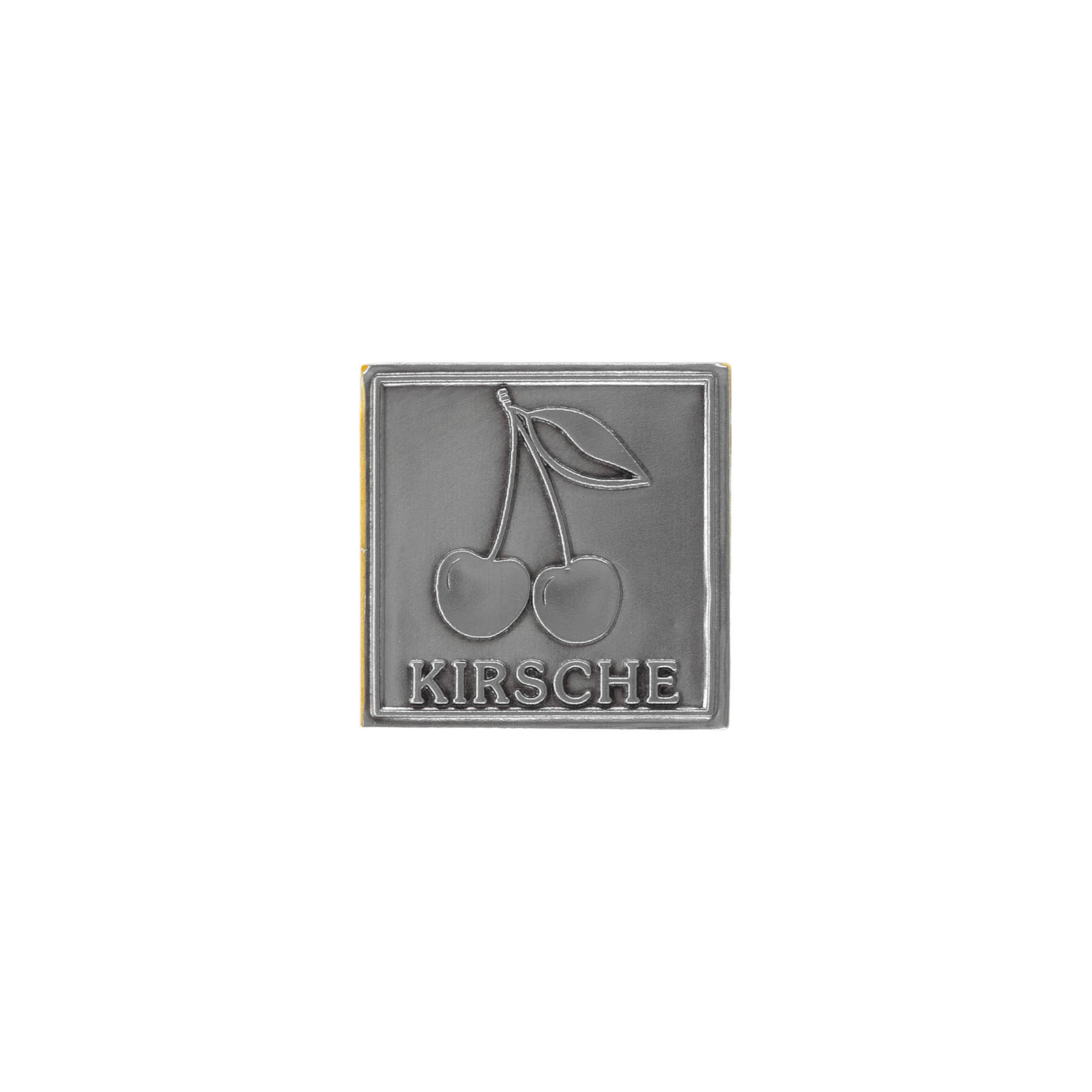 Cínová etiketa „Čerešňa“, štvorcová, kovová, strieborná Cínová etiketa „Čerešňa“, štvorcová, kovová, strieborná