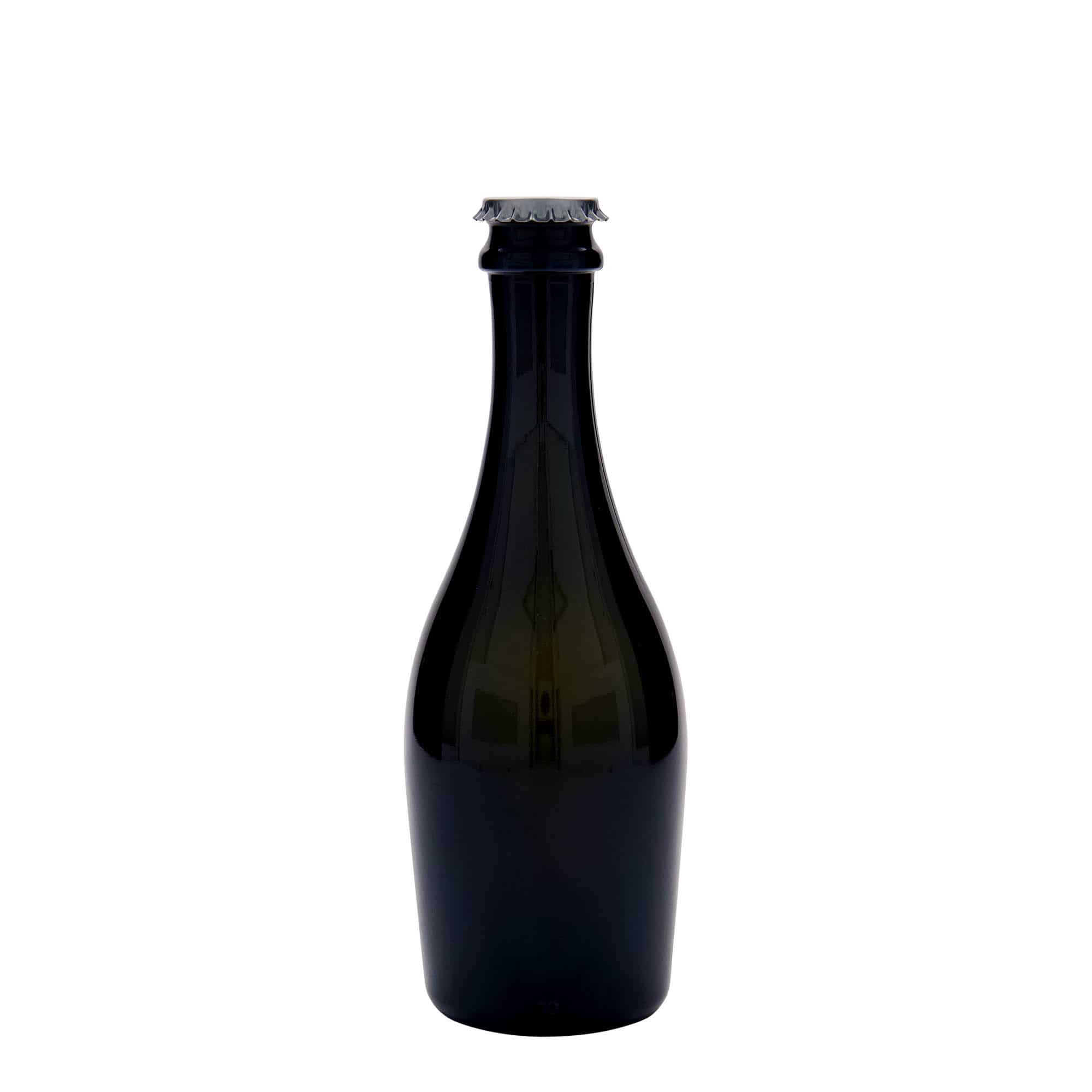 330 ml fľaša na sekt „Carmen“, sklená, antická zelená farba, hrdlo: štupeľ