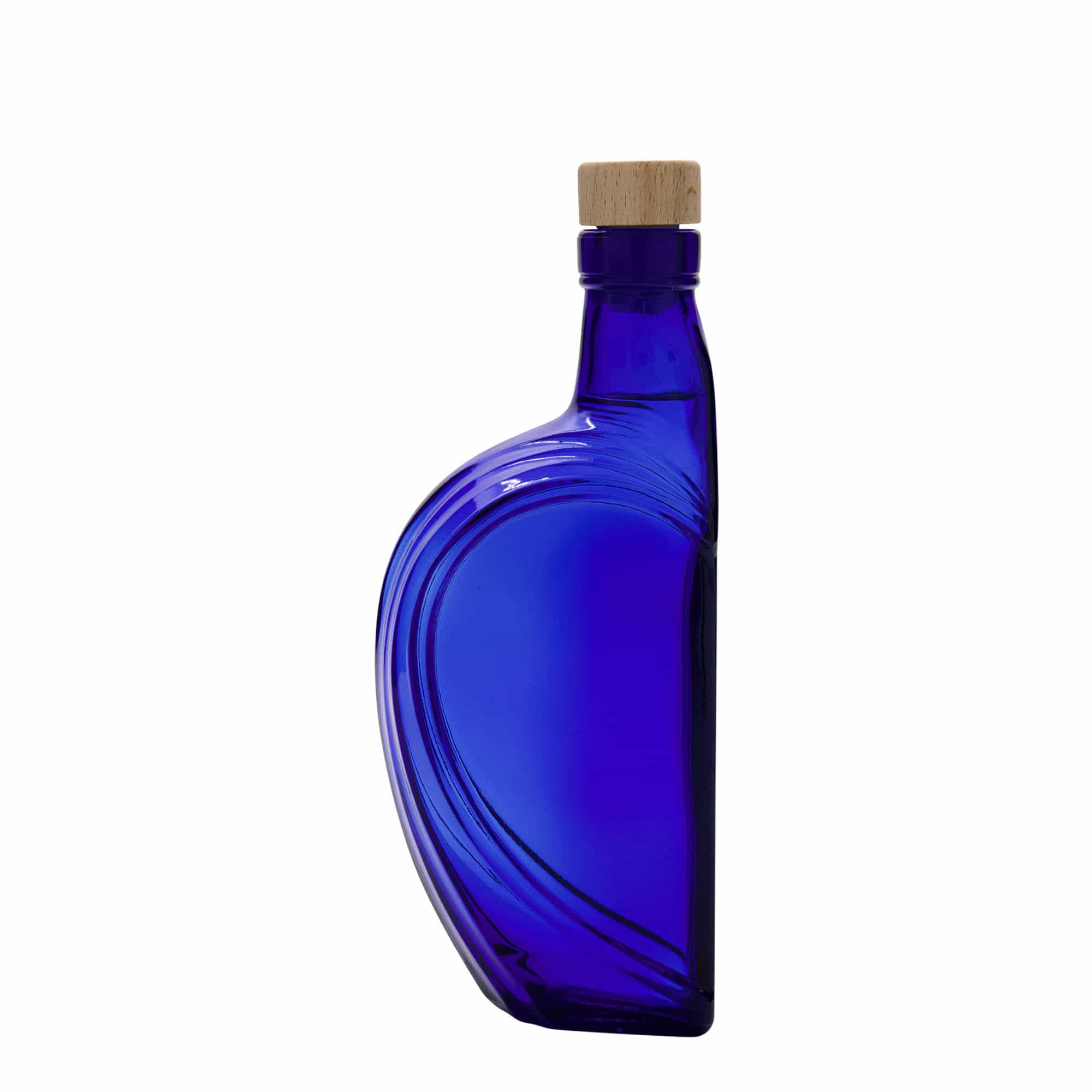 375 ml sklenená fľaša 'Sweethearts', obdĺžniková, kráľovská modrá, hrdlo: korok