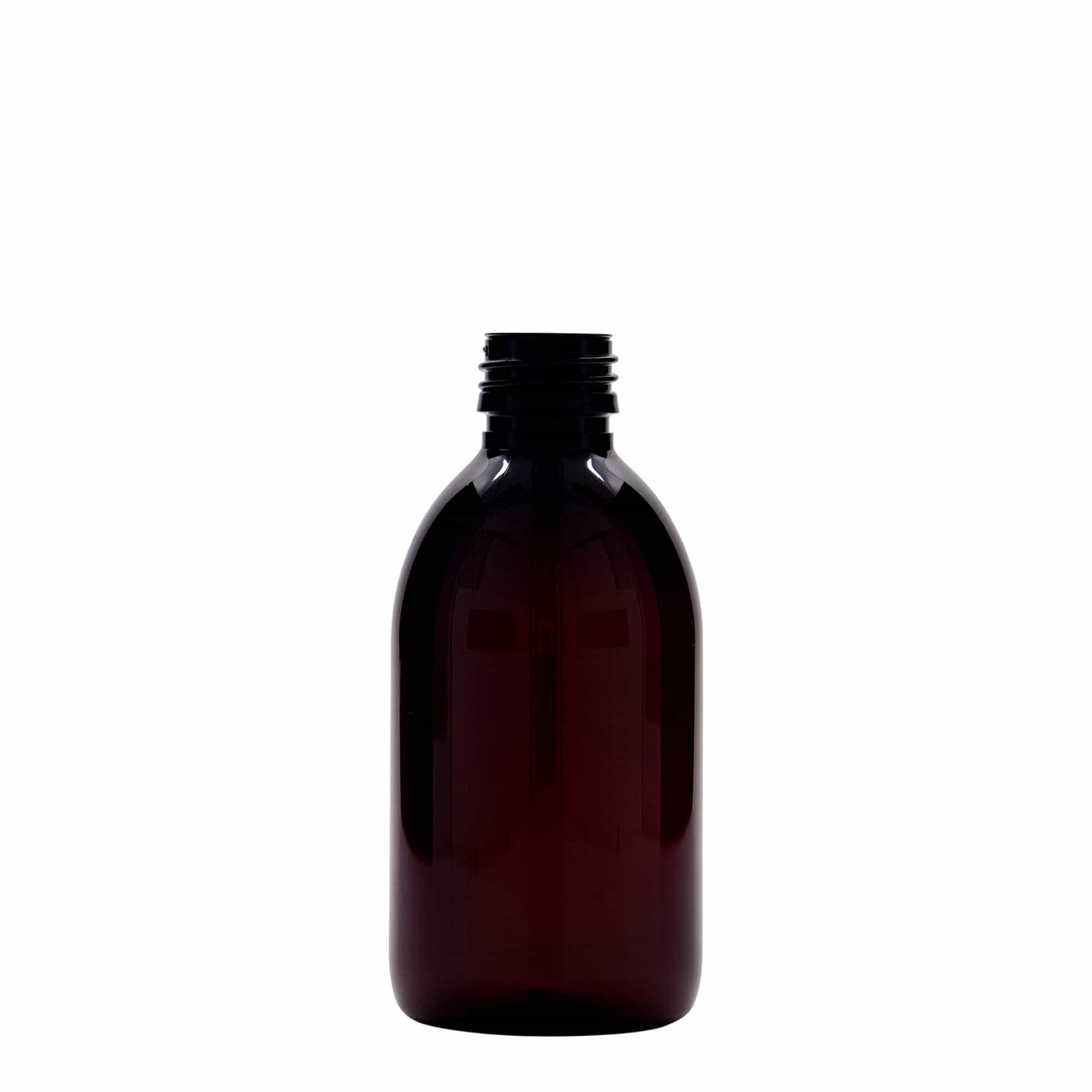 250 ml PET liekovka, hnedá farba, plast, hrdlo: PP 28