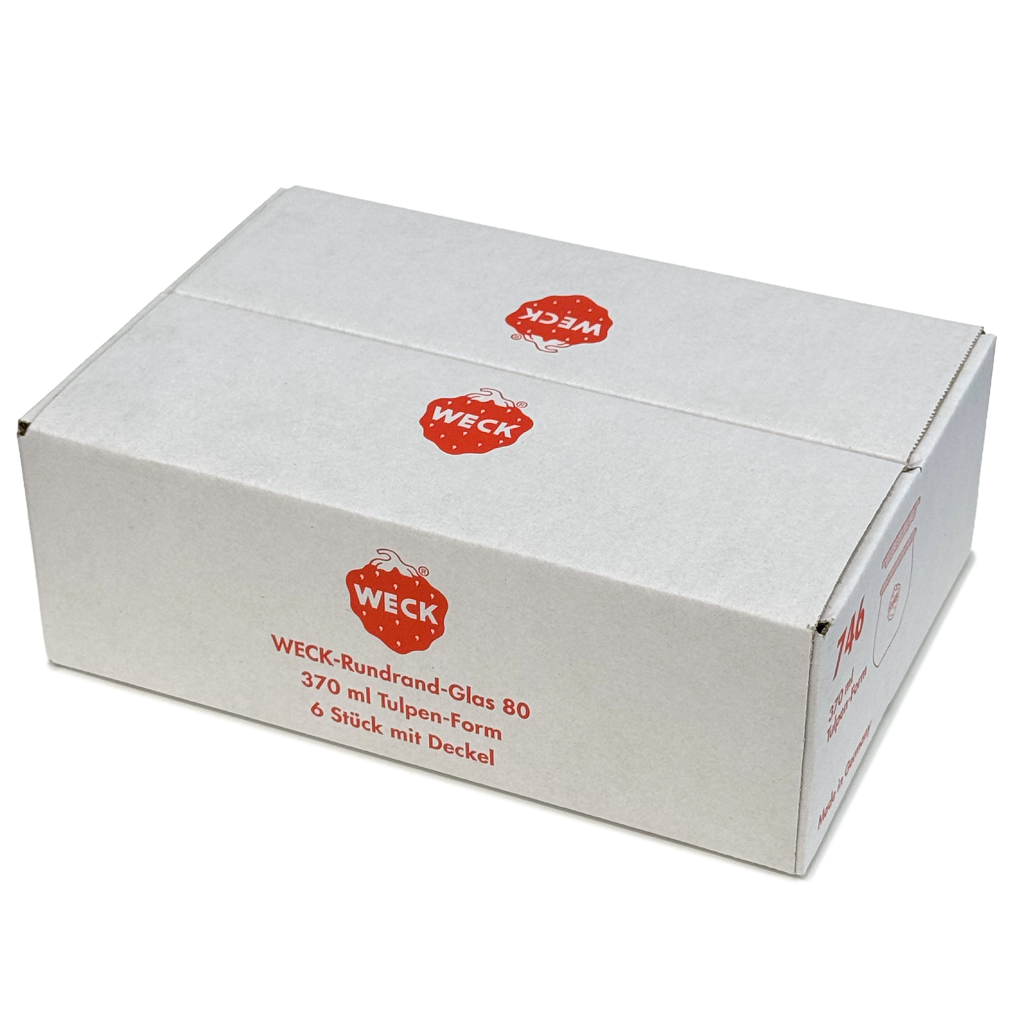 6x 370 ml WECK-tulipánová nádoba so skleneným viečkom RR 80
