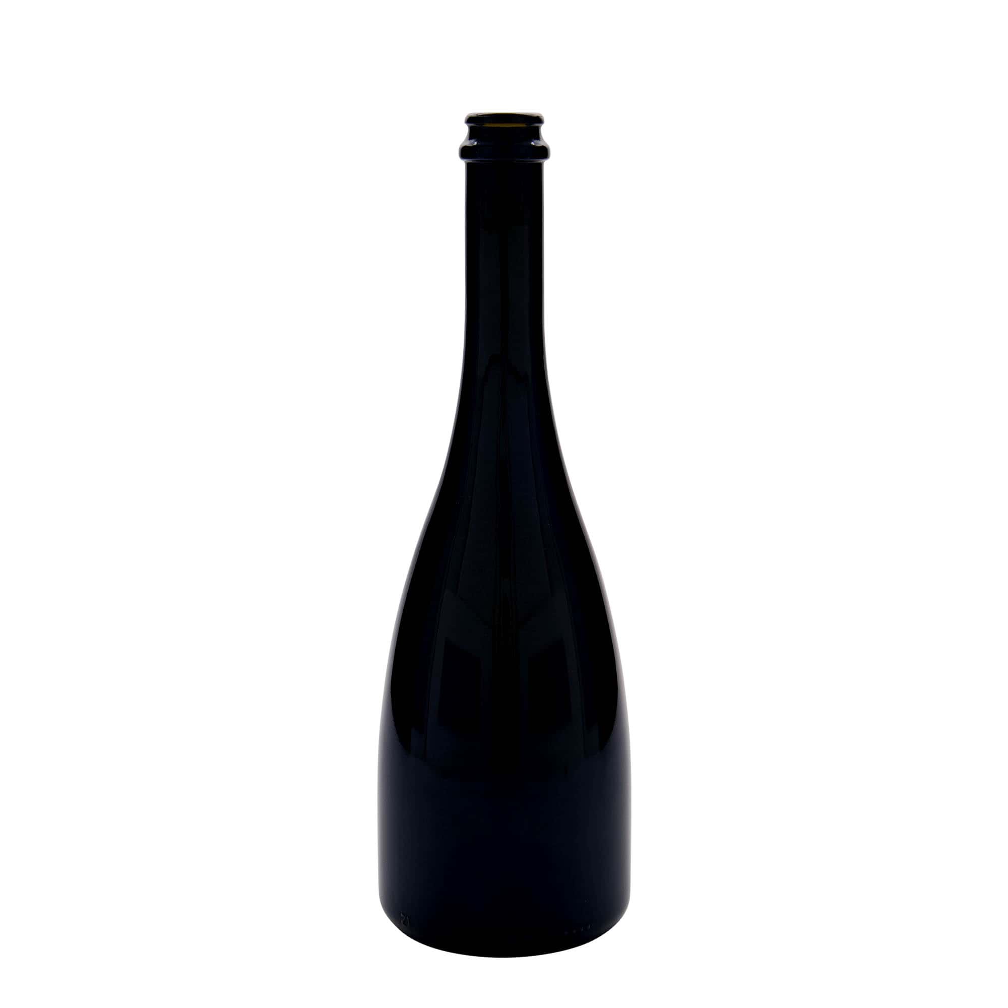 750 ml pivová / sektová fľaša 'Tosca', sklo, antik zelená, hrdlo: korunkový uzáver