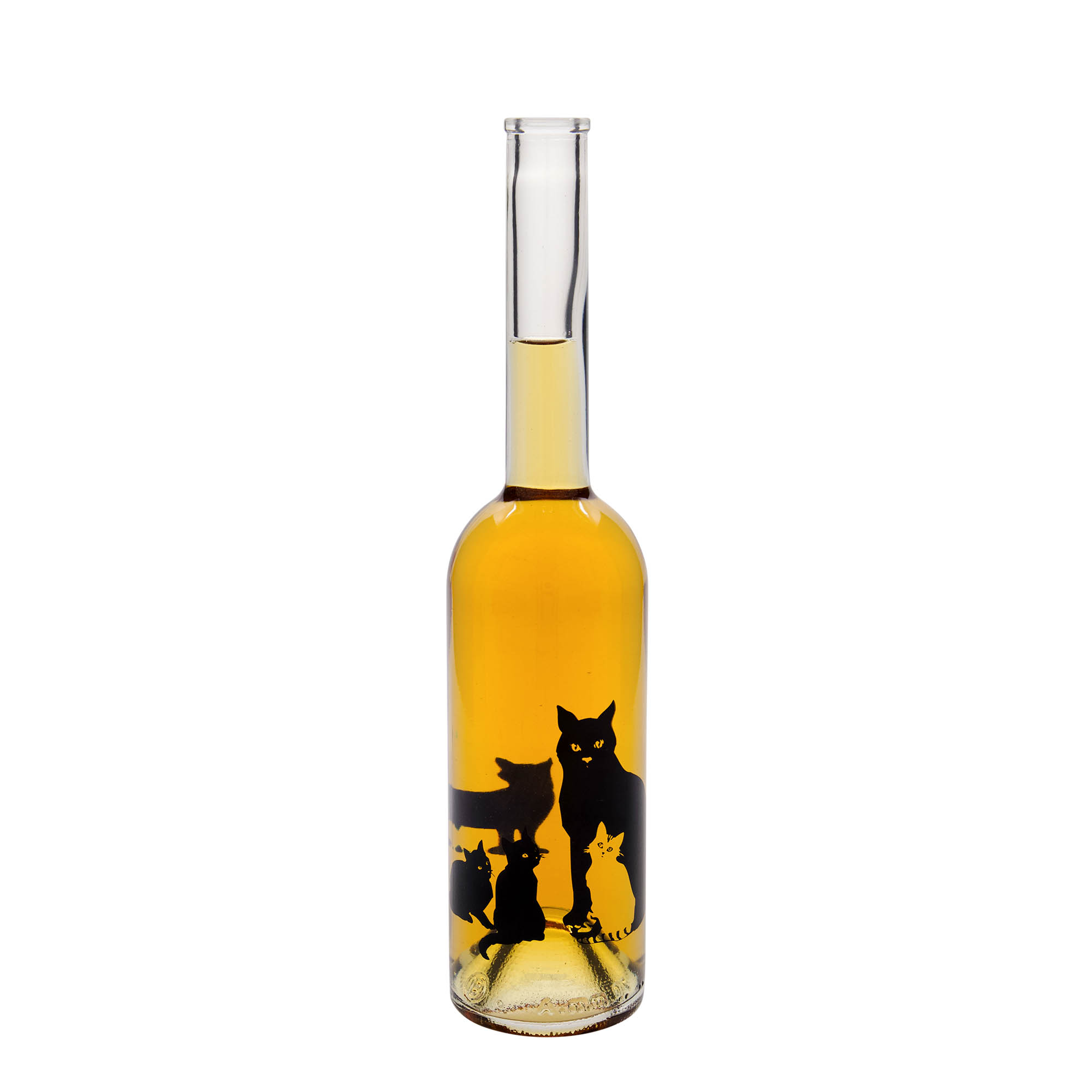 500 ml sklenená fľaša 'Opera', motív: mačky, hrdlo: korok