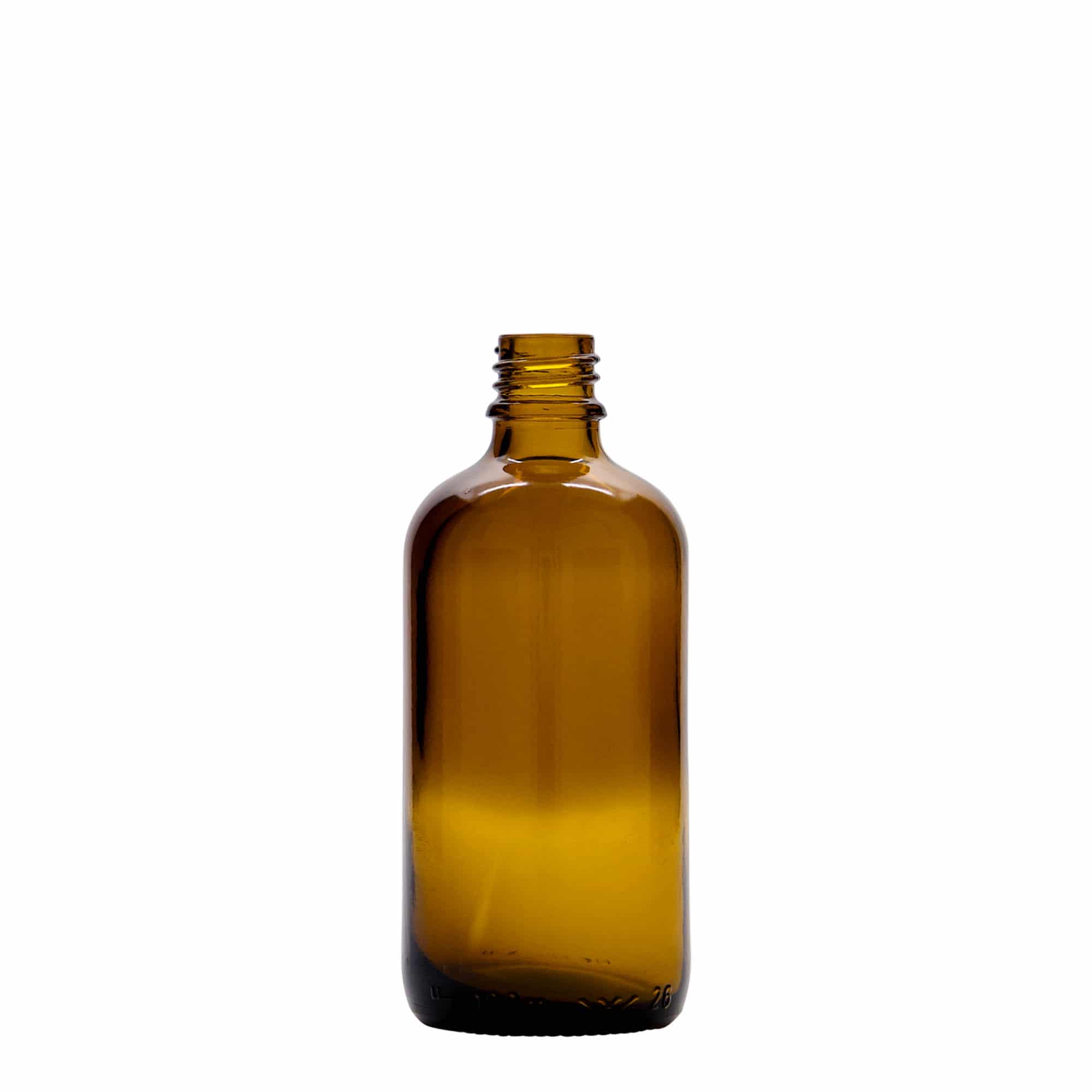 100 ml fľaštička s kvapkadlom, lekárska, sklo, hnedo-červená, hrdlo: DIN 18