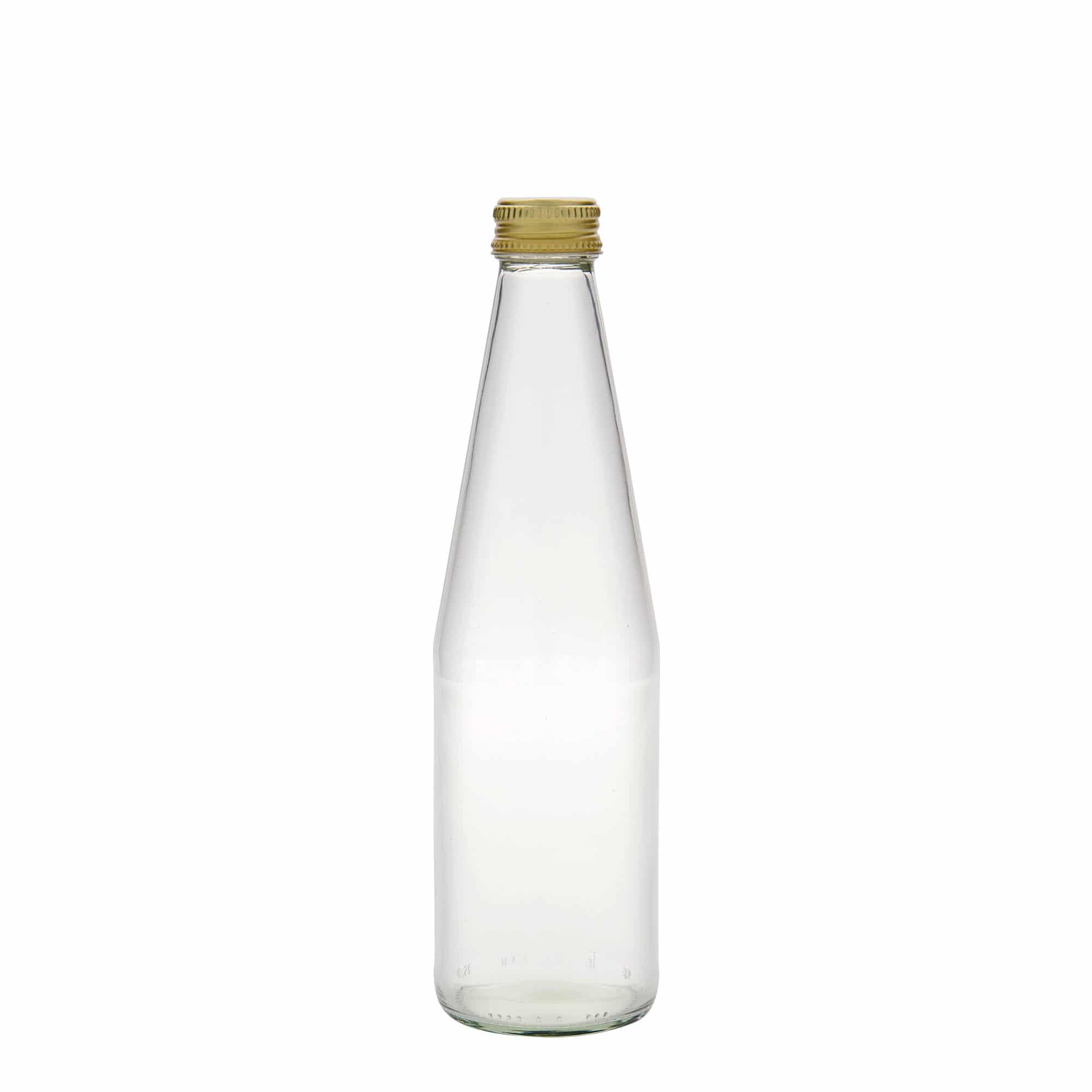 330 ml univerzálna fľaša mrkvový tvar, sklená, hrdlo: PP 28