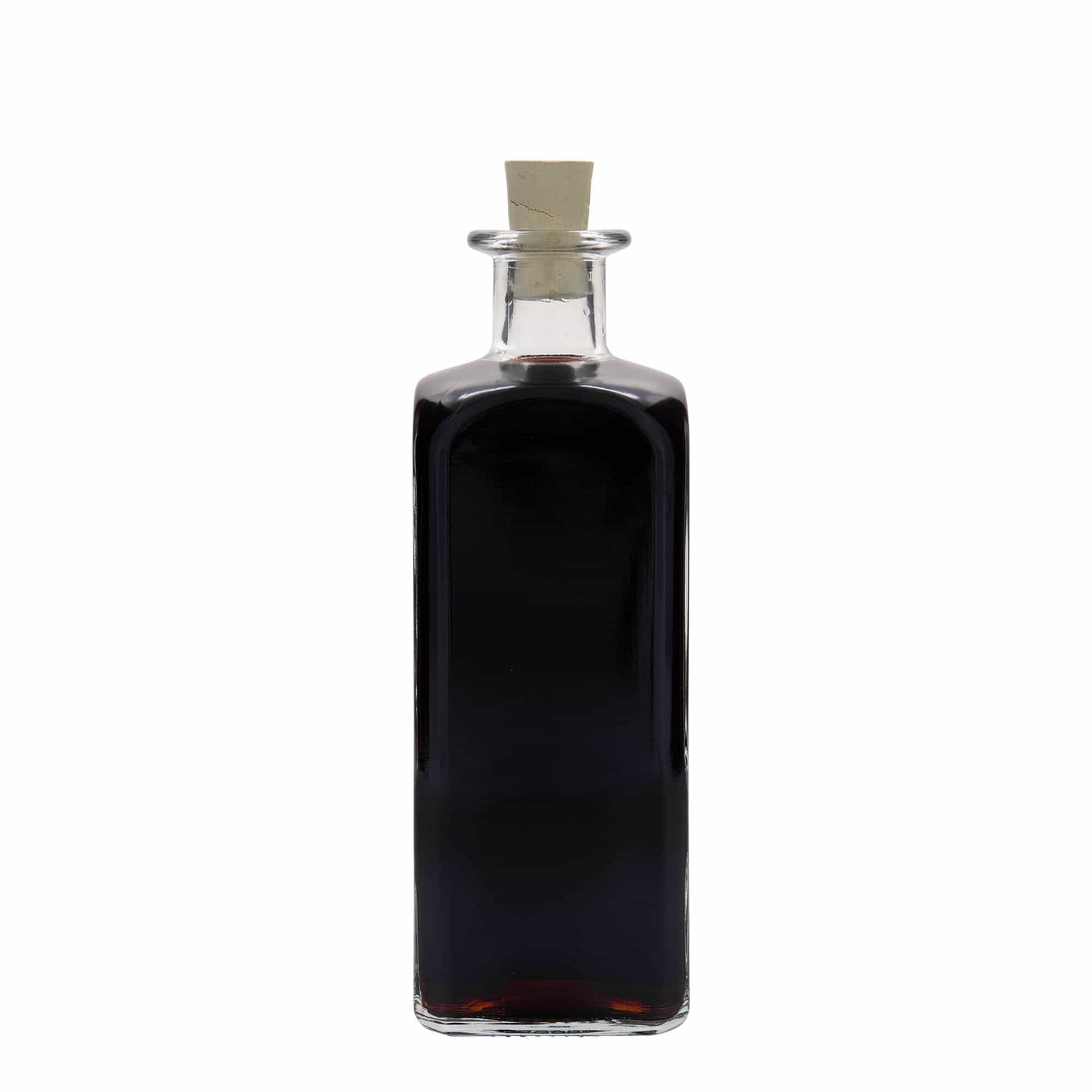 500 ml sklená fľaša lekárnik Carré, štvorcová, hrdlo: korok