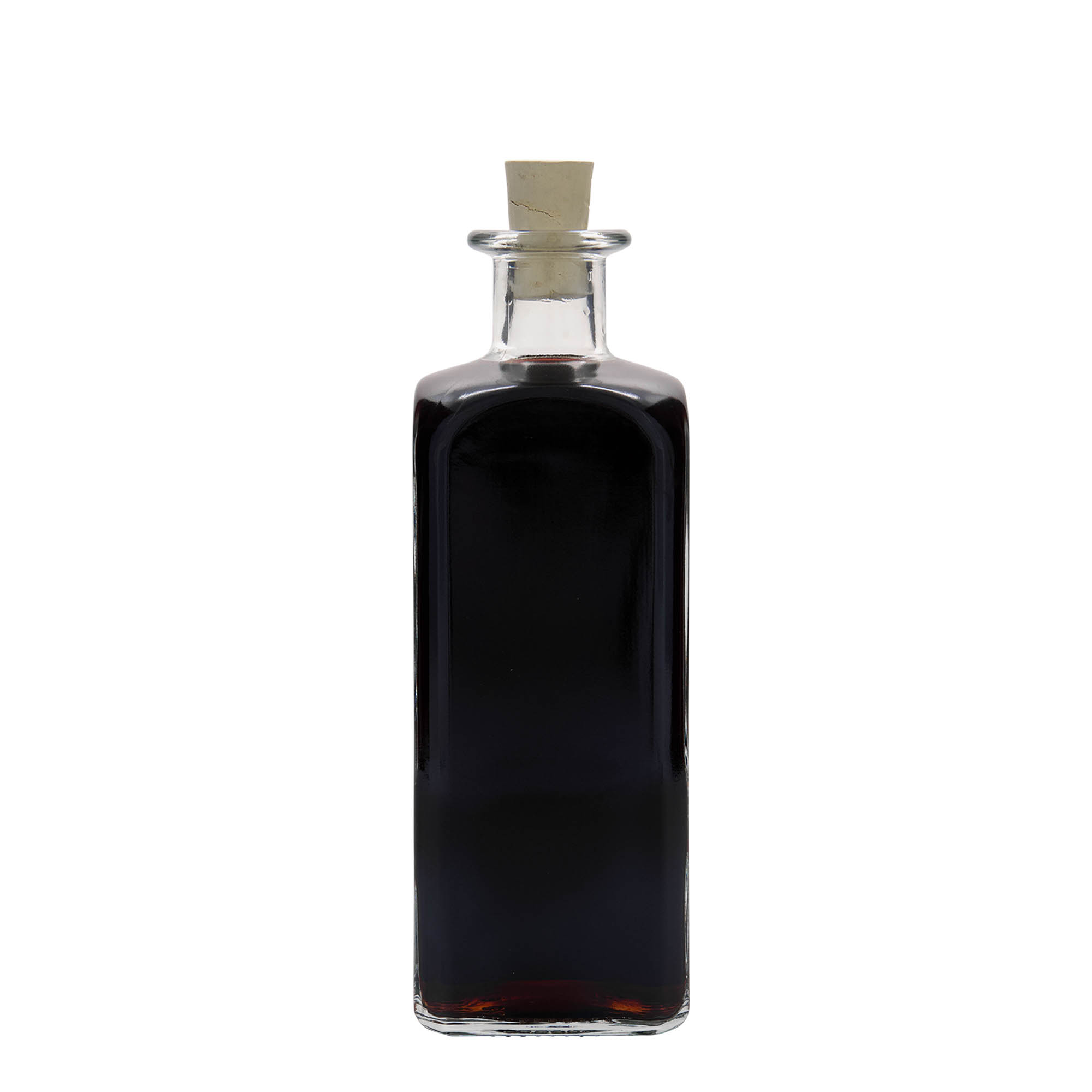 500 ml sklenená fľaša Apotheker Carré, štvorcová, hrdlo: korkové