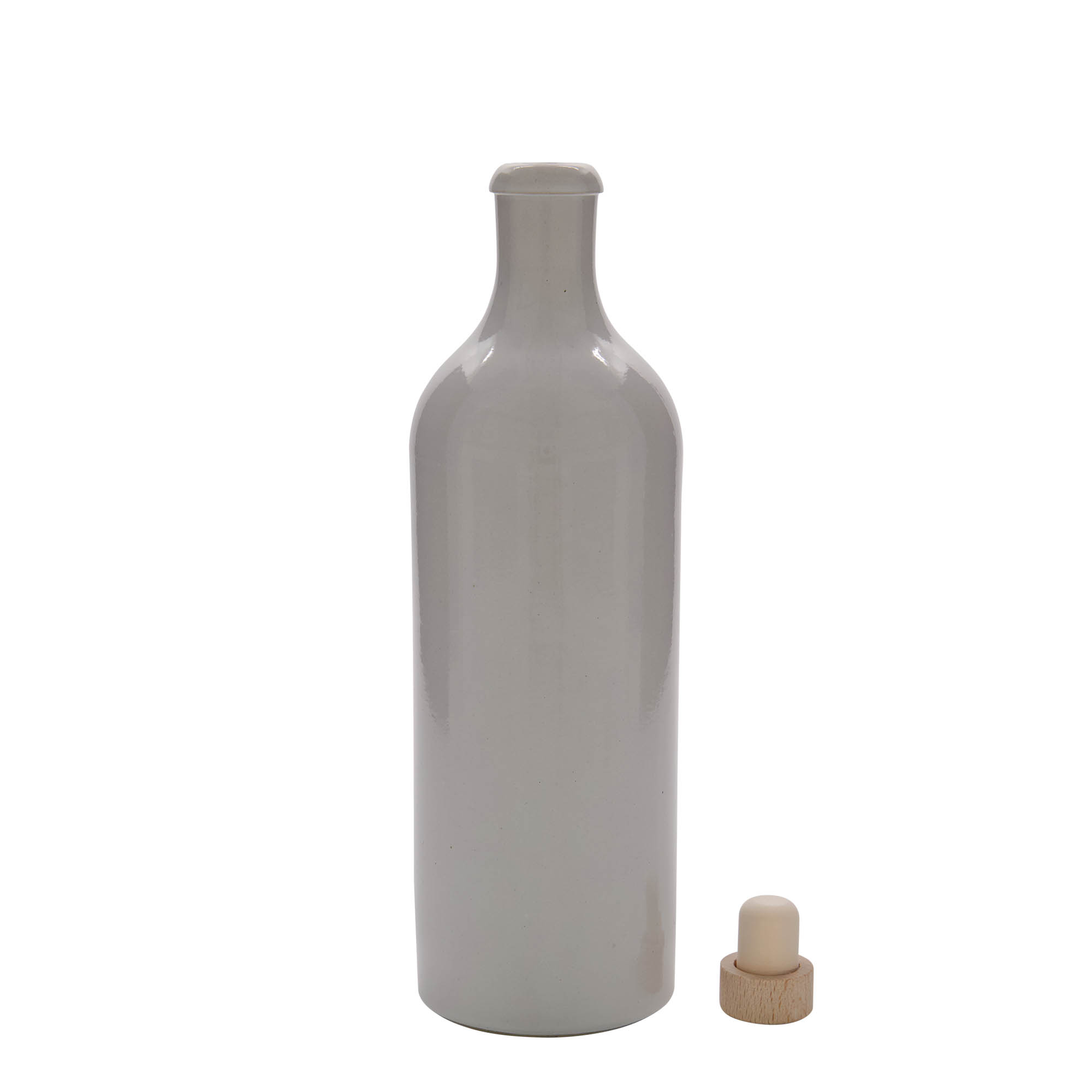 750 ml hlinený džbán, kamenina, biely, hrdlo: korok