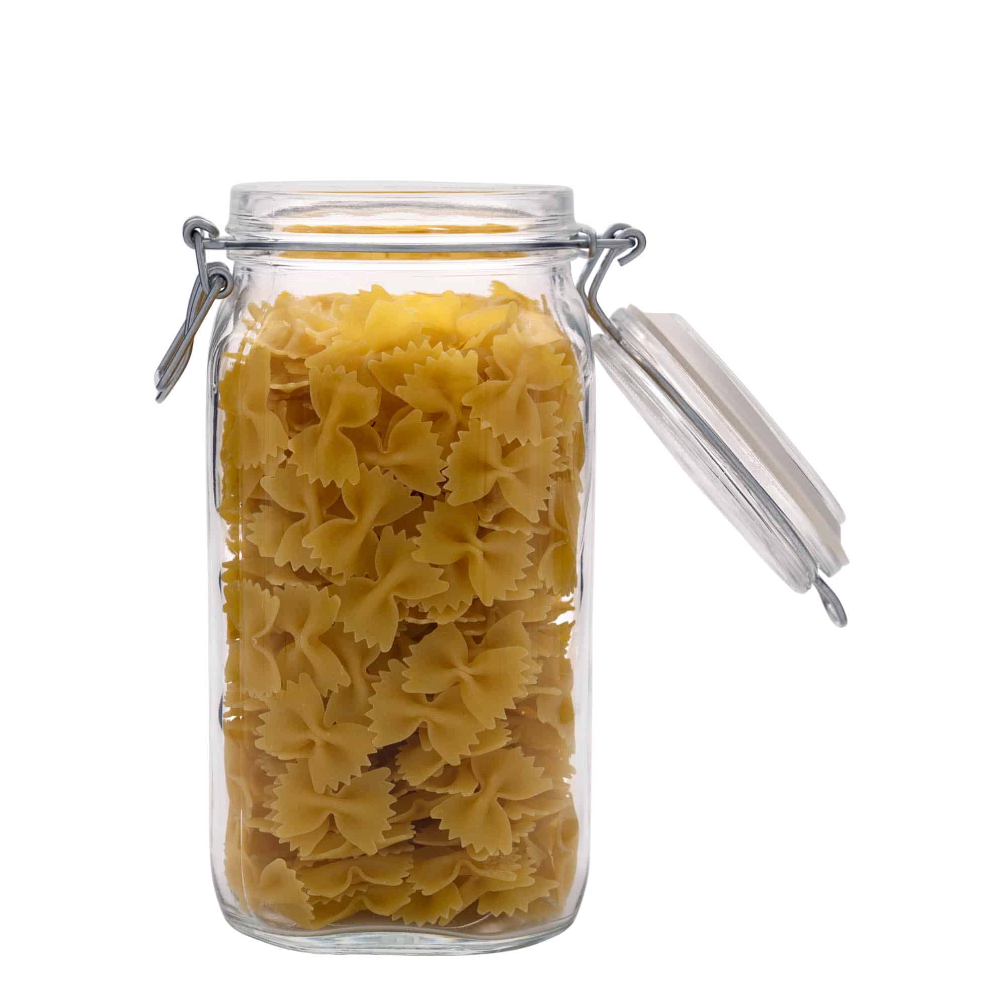 1 500 ml pohár so strmeňovým uzáverom „Fido“, štvorcový, hrdlo: strmeňový uzáver