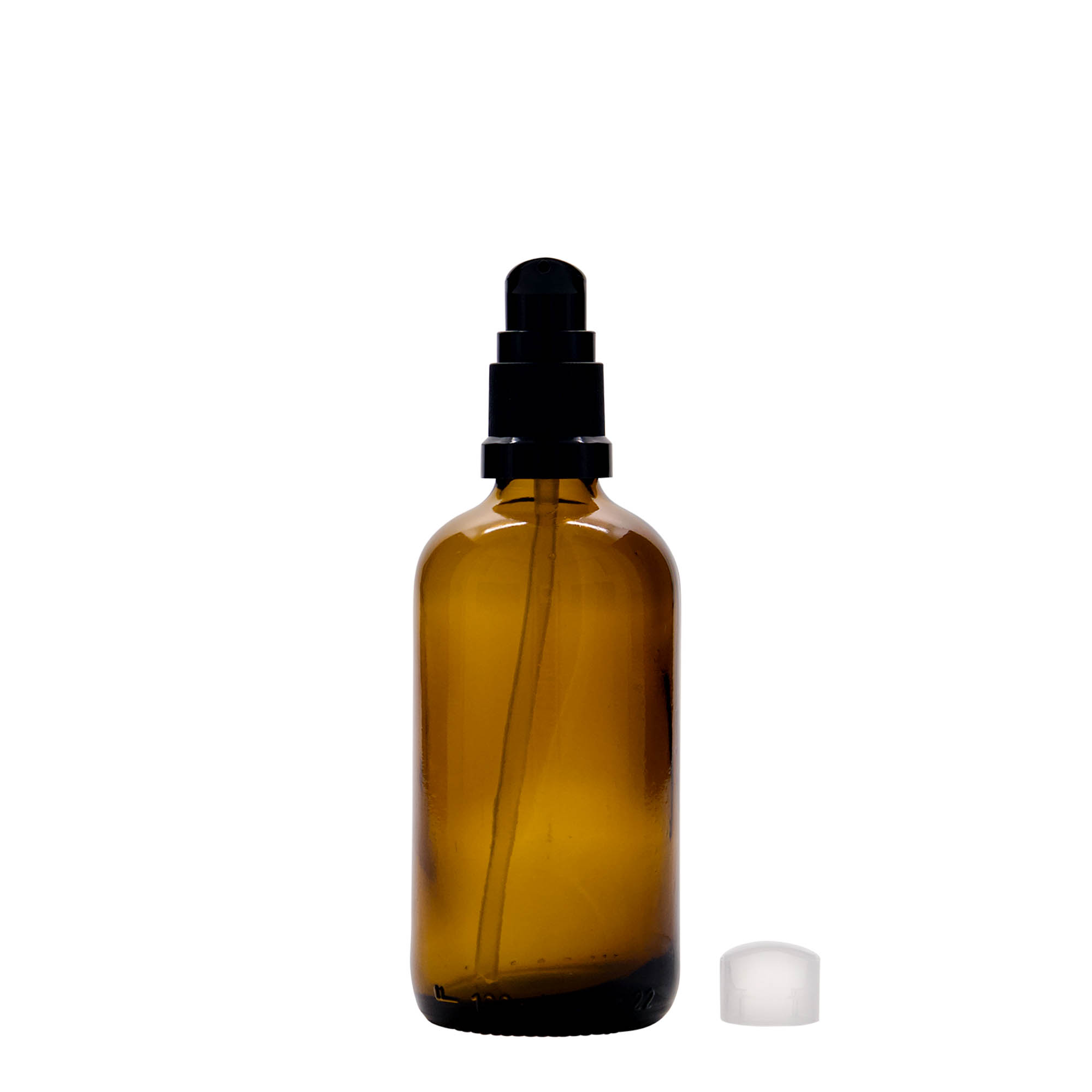 100 ml lekárska fľaša s dávkovačom na krémy, sklo, hnedá, hrdlo: DIN 18 100 ml lekárska fľaša s dávkovačom na krémy, sklo, hnedá, hrdlo: DIN 18