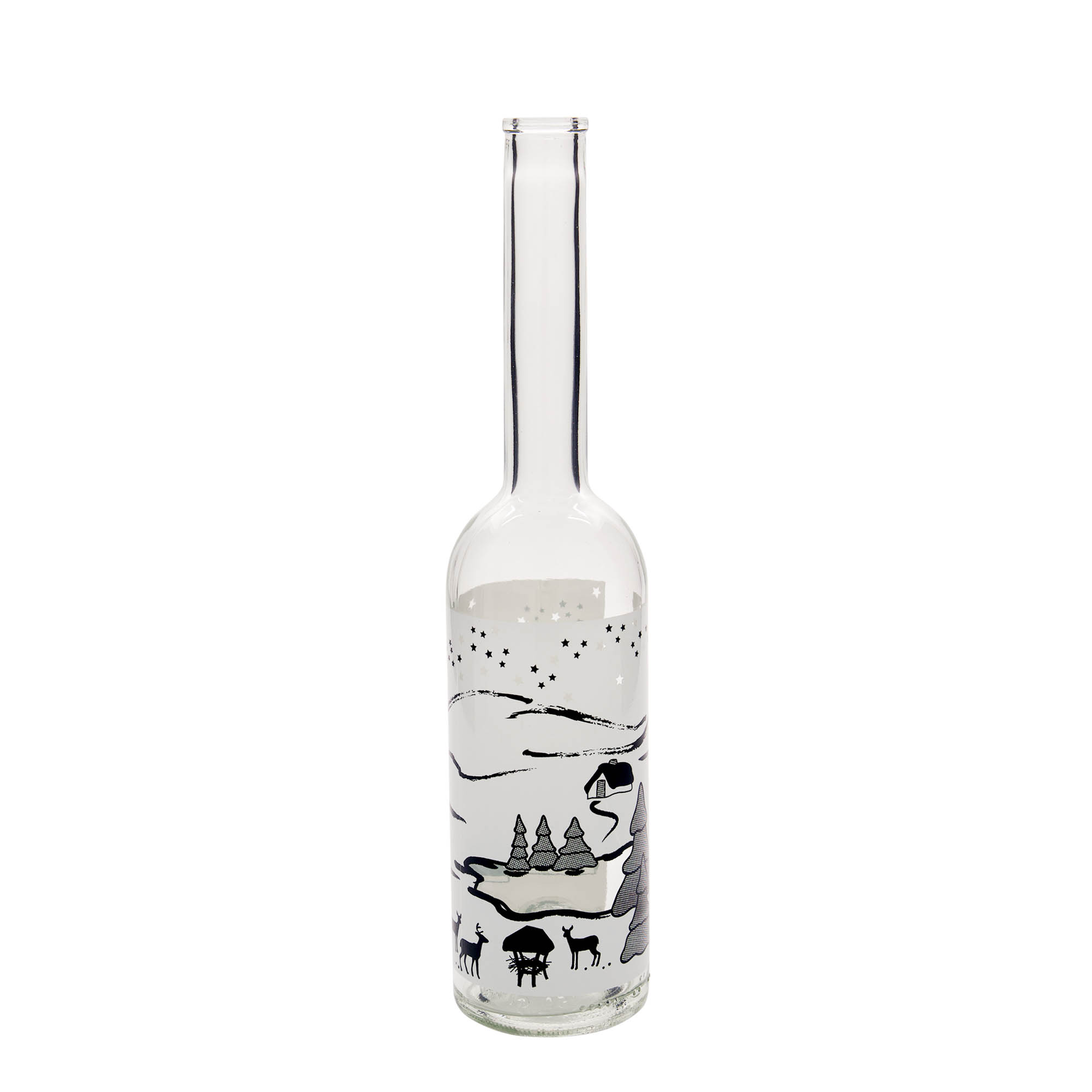 500 ml sklenená fľaša 'Opera', motív: Zimný sen-Bianco, hrdlo: korok 500 ml sklenená fľaša 'Opera', motív: Zimný sen-Bianco, hrdlo: korok