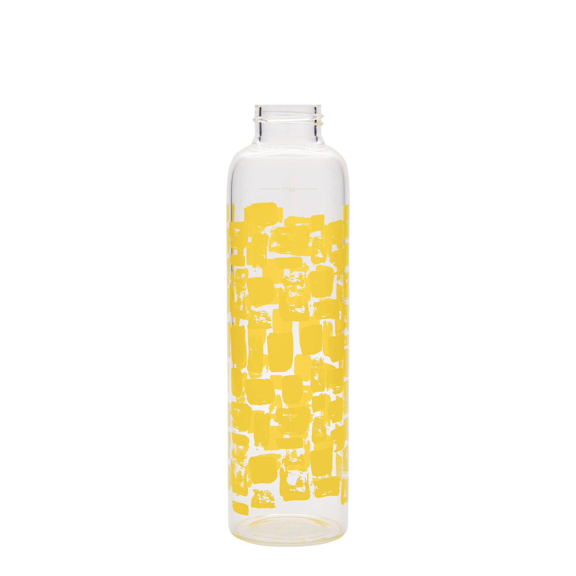 500 ml fľaša „Perseus“, motív: žlté obdĺžniky, hrdlo: skrutkovací uzáver