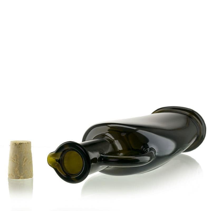 500 ml sklená fľaša „Eleganta“, oválna, antická zelená farba, hrdlo: korok