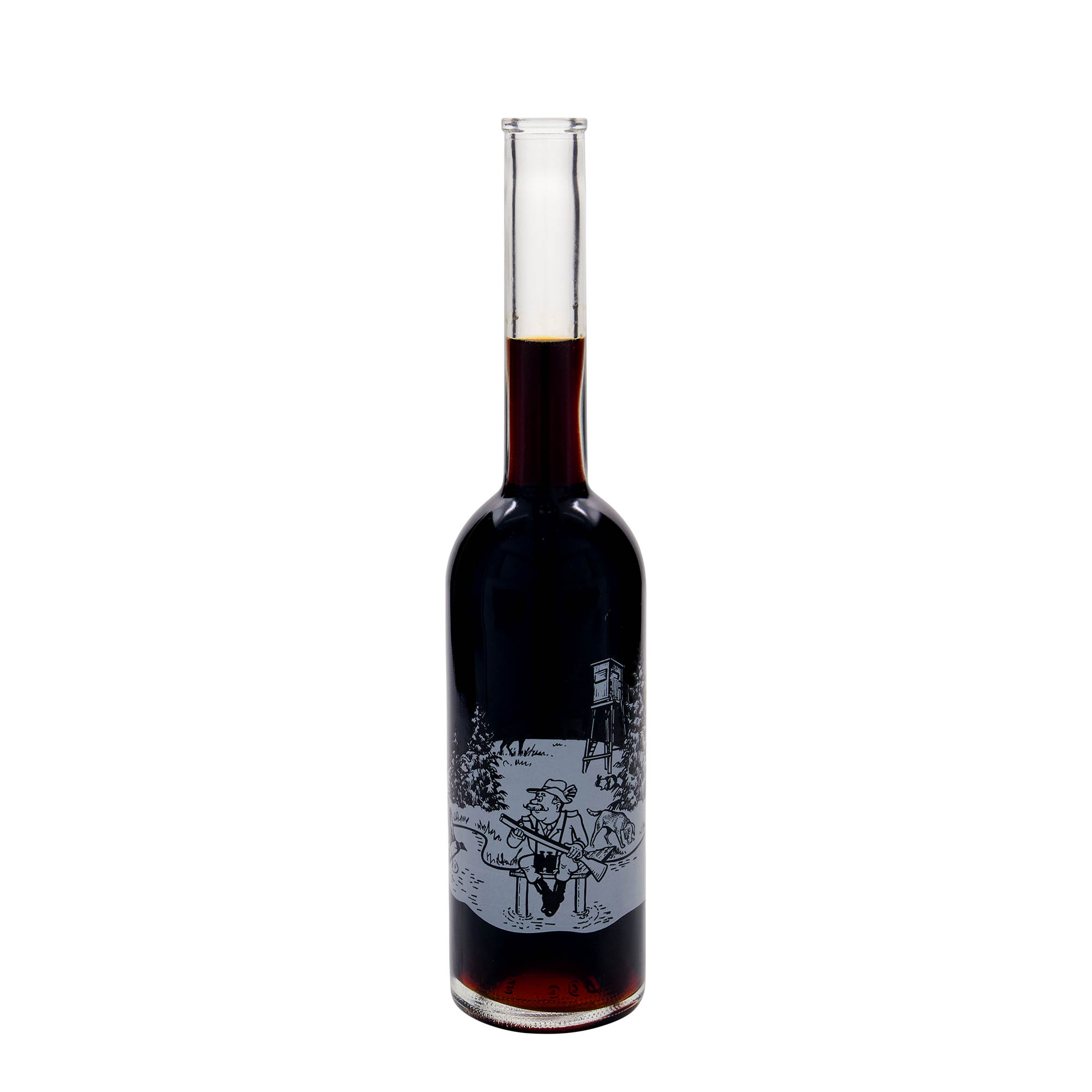 500 ml sklenená fľaša 'Opera', motív: Lovec, hrdlo: korok