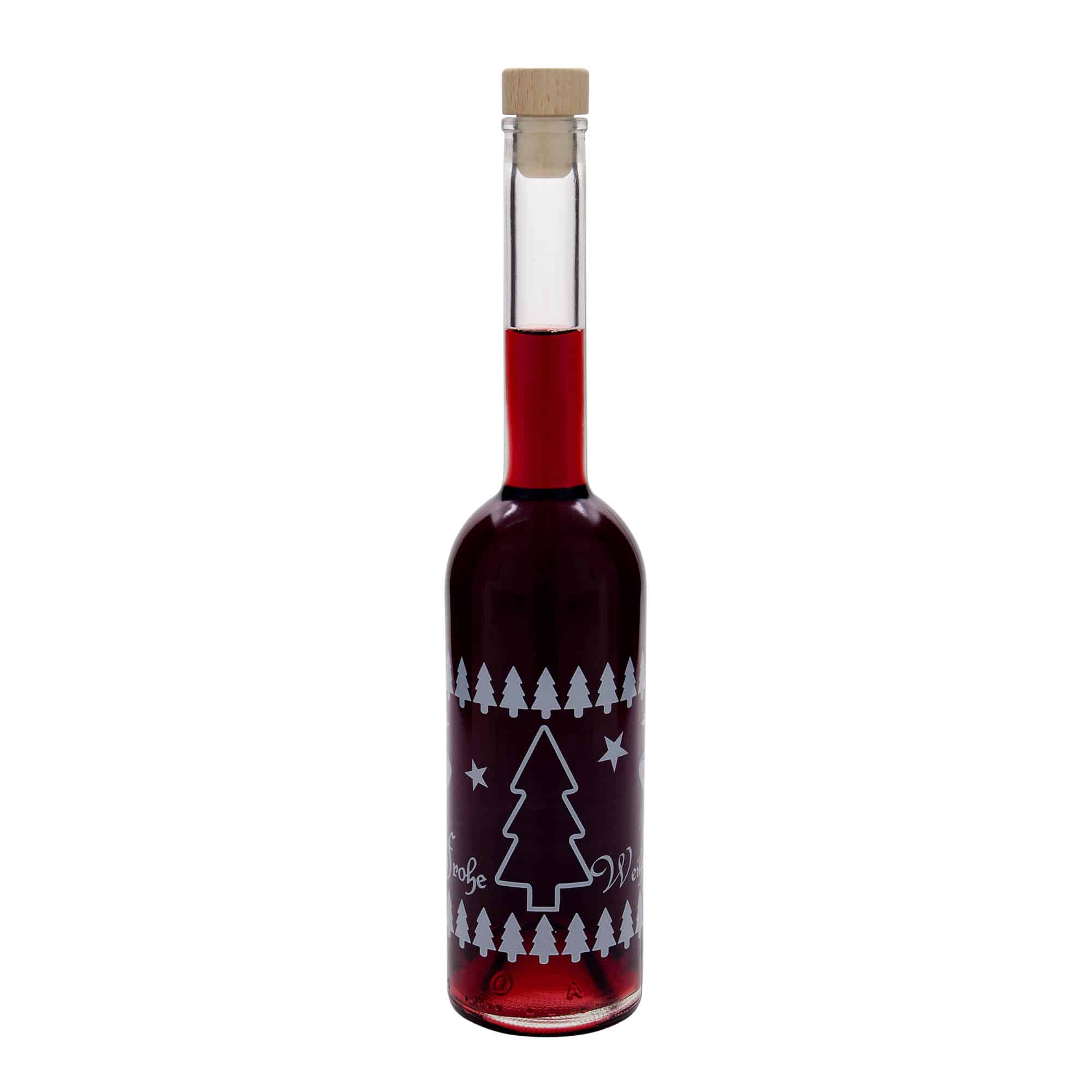 500 ml sklenená fľaša 'Opera', motív: Klasické Vianoce, hrdlo: korkové