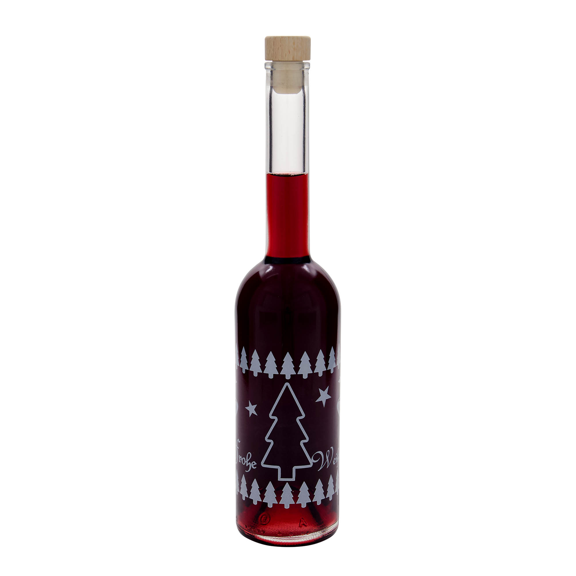 500 ml sklenená fľaša 'Opera', motív: Klasické Vianoce, hrdlo: korkové