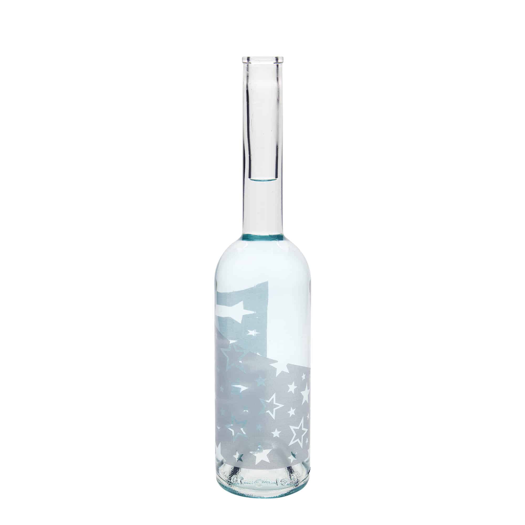 500 ml sklenená fľaša 'Opera', motív: strieborné hviezdy, hrdlo: korok