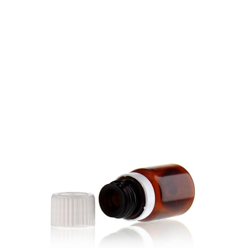10 ml PET liekovka „Easy Living“, hnedá farba, plast, hrdlo: DIN 18