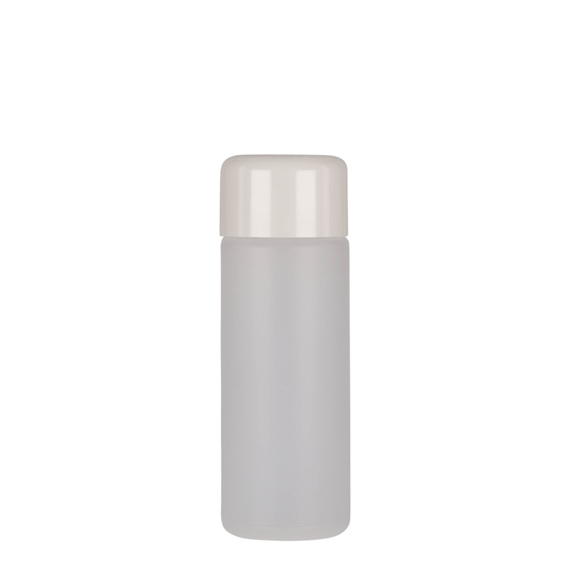 100 ml okrúhla fľaša, PE-plast, prírodná, hrdlo: skrutkovací uzáver
