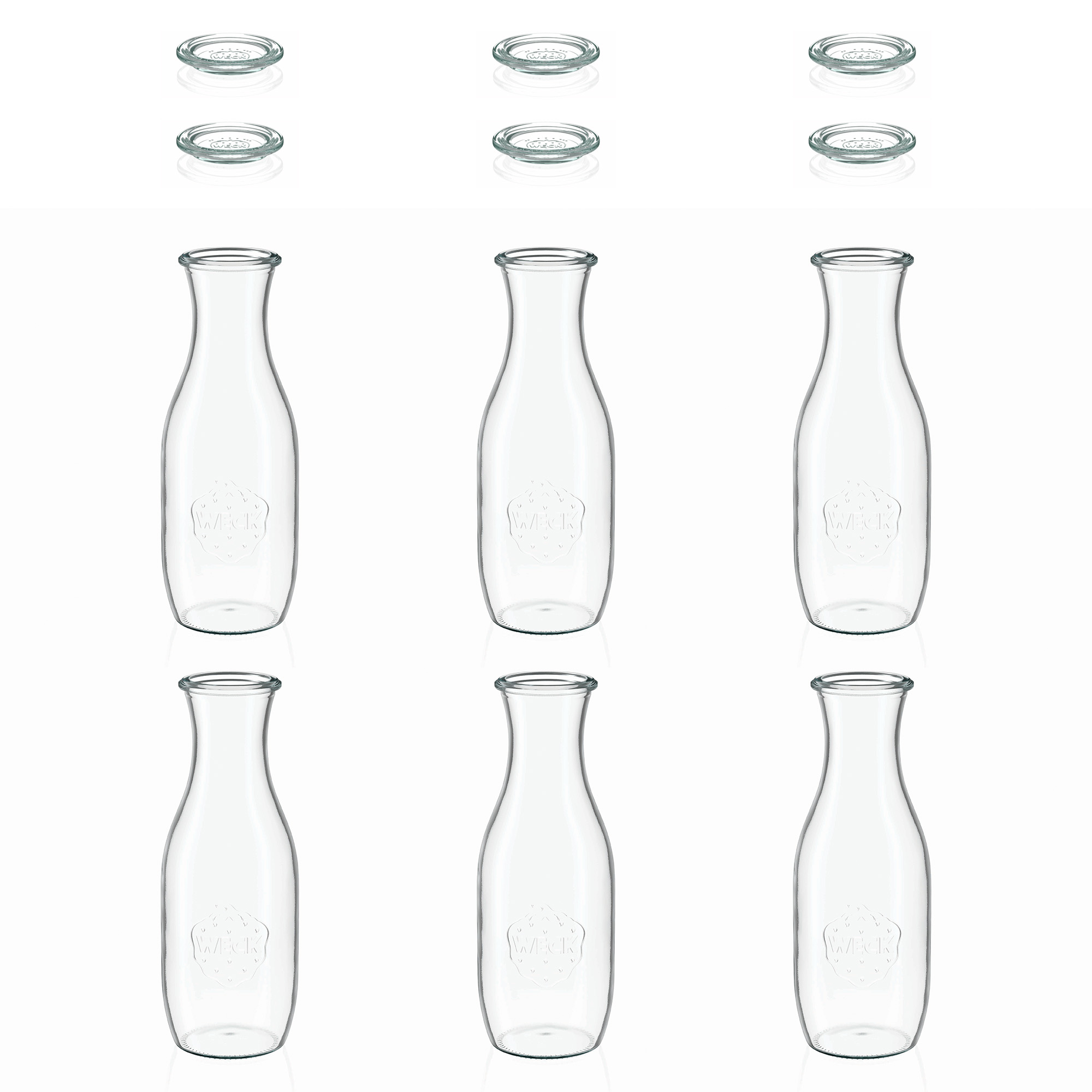 6x 1000 ml WECK-džbán na šťavu so skleneným viečkom RR 60