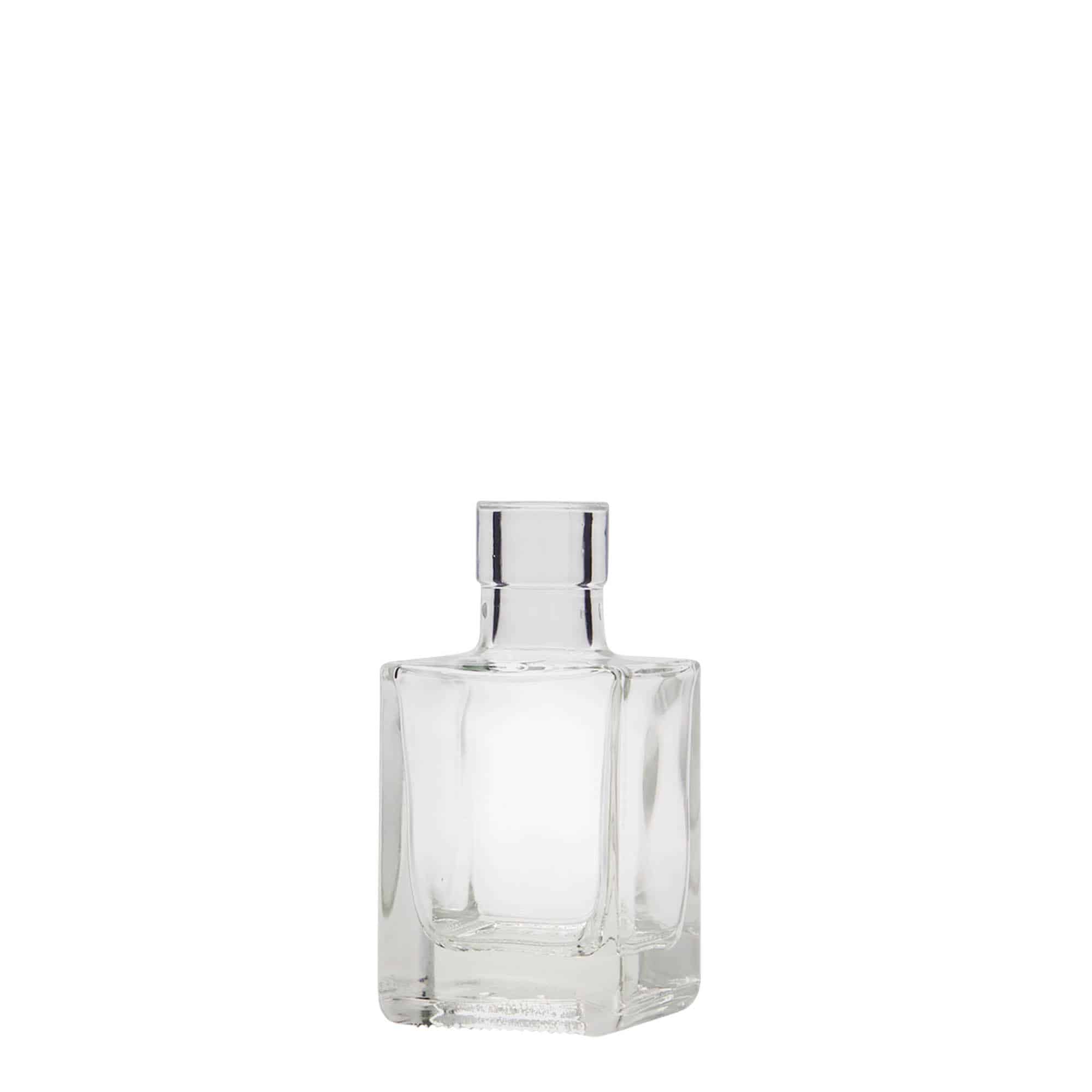 50 ml sklená fľaša „Cube“, štvorcová, hrdlo: korok