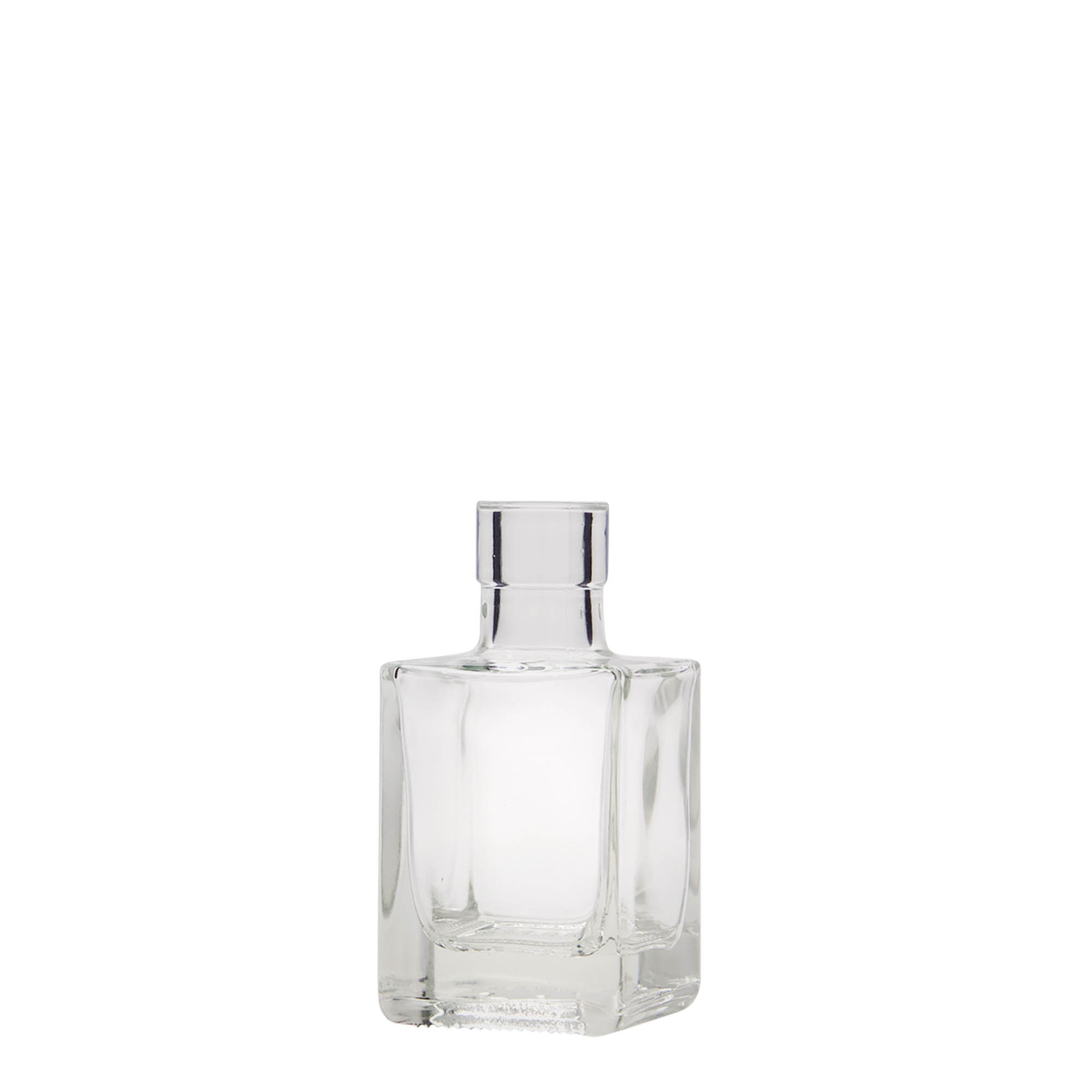 50 ml sklenená fľaša 'Cube', štvorcová, hrdlo: korok 50 ml sklenená fľaša 'Cube', štvorcová, hrdlo: korok