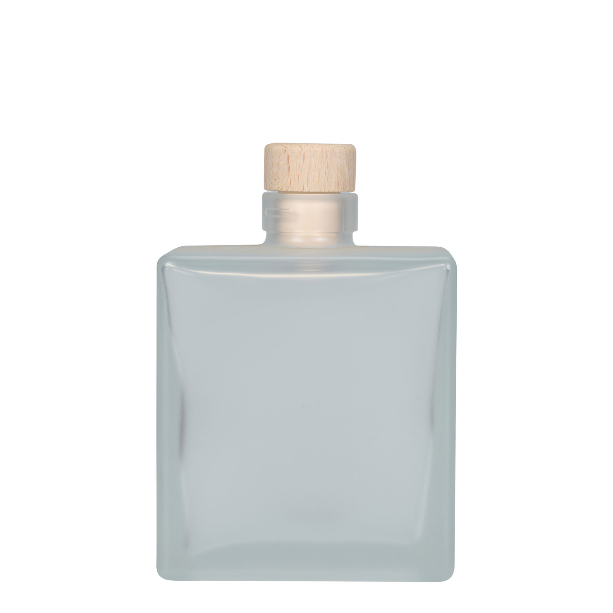 500 ml sklenená fľaša 'Cube', štvorcová, mrazená, hrdlo: korok